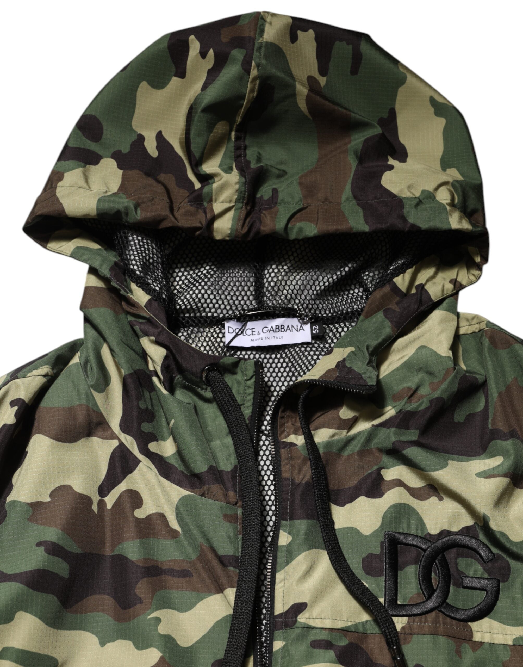 Dolce & Gabbana Grünes Tarnmuster Sweatshirt Jacke mit Kapuze