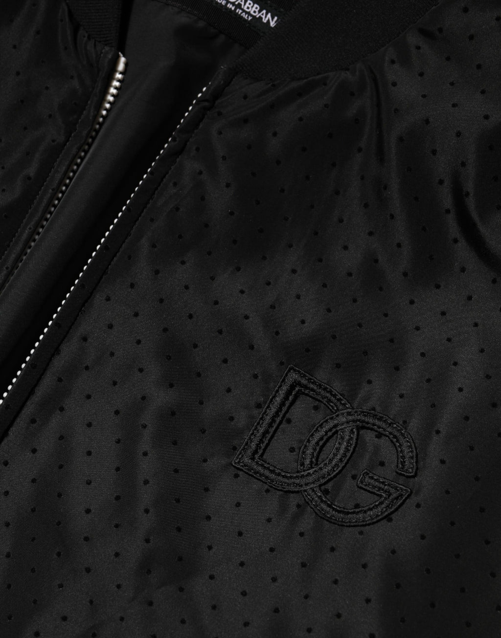 Dolce & Gabbana Men's Black Acetate Bomber Jacket with Full Zip
