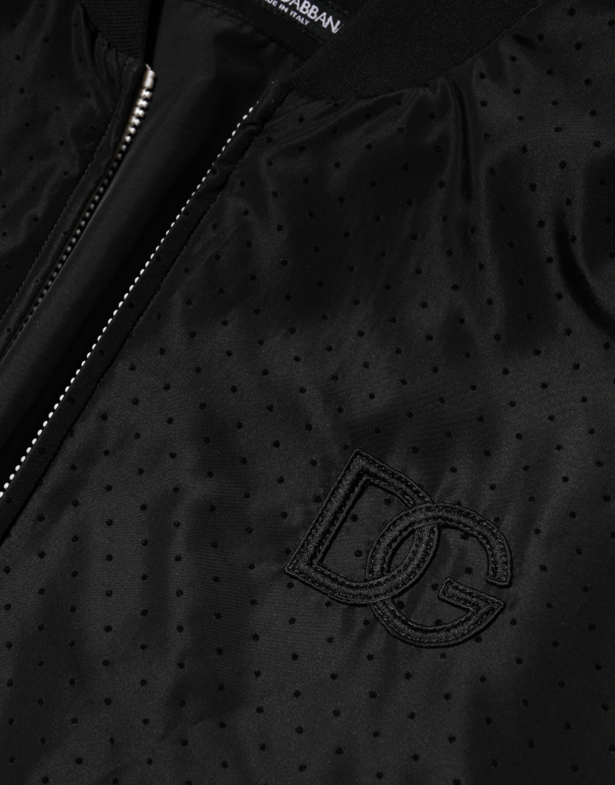 Dolce & Gabbana Men's Black Acetate Bomber Jacket with Full Zip