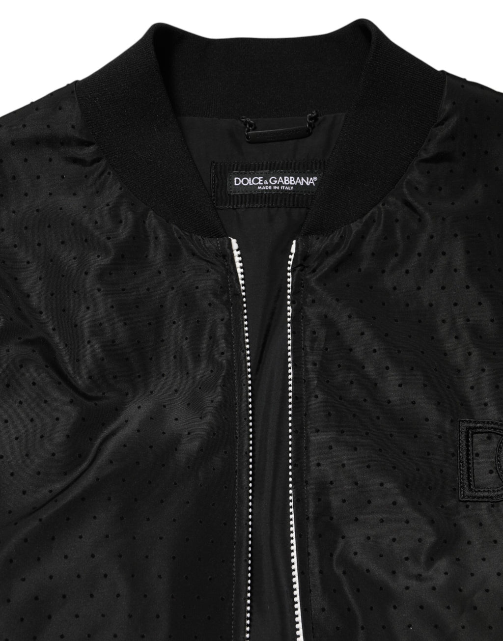 Dolce & Gabbana Men's Black Acetate Bomber Jacket with Full Zip