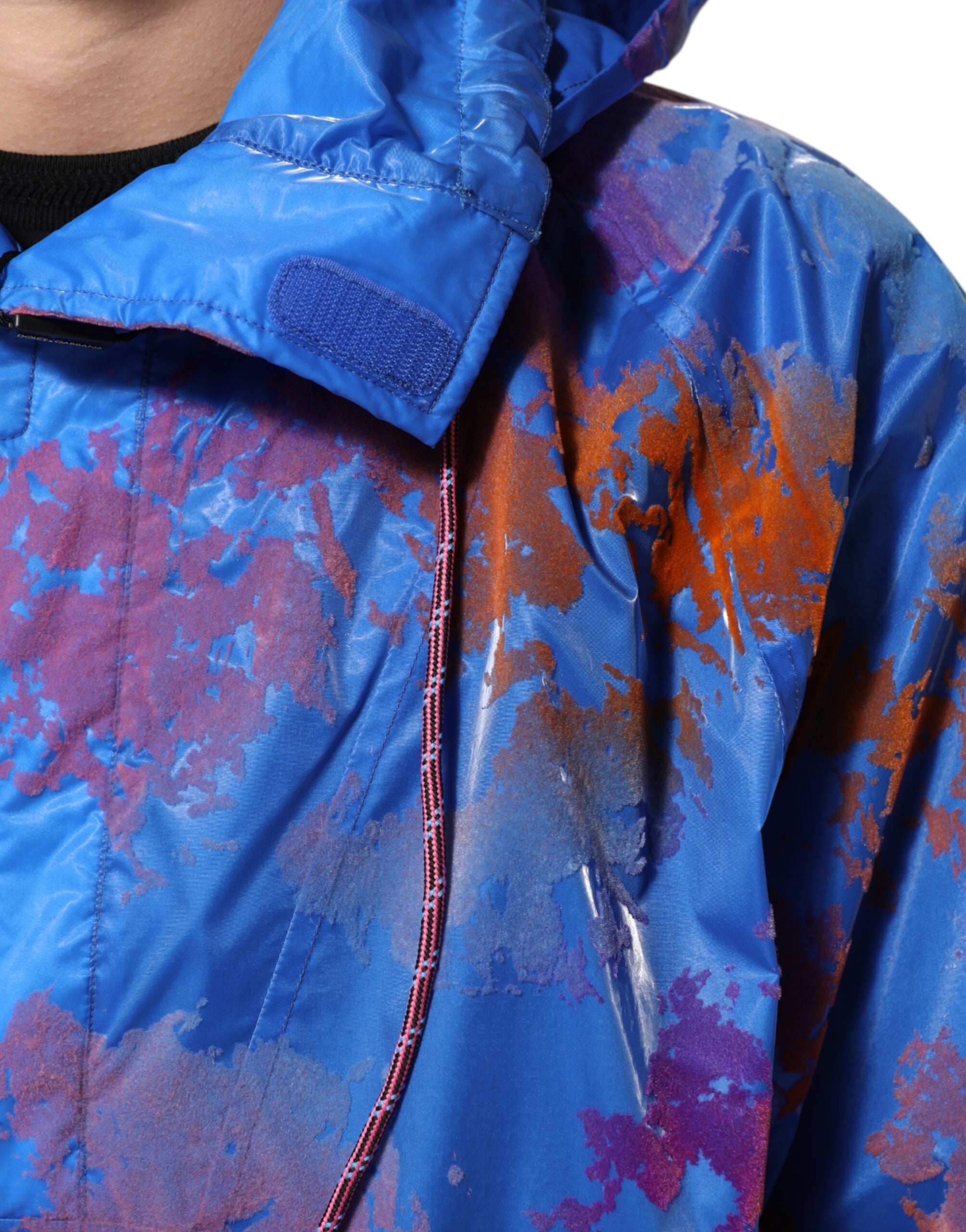Dolce & Gabbana Blaue Tie Dye Logo Sweatshirt Jacke mit Kapuze
