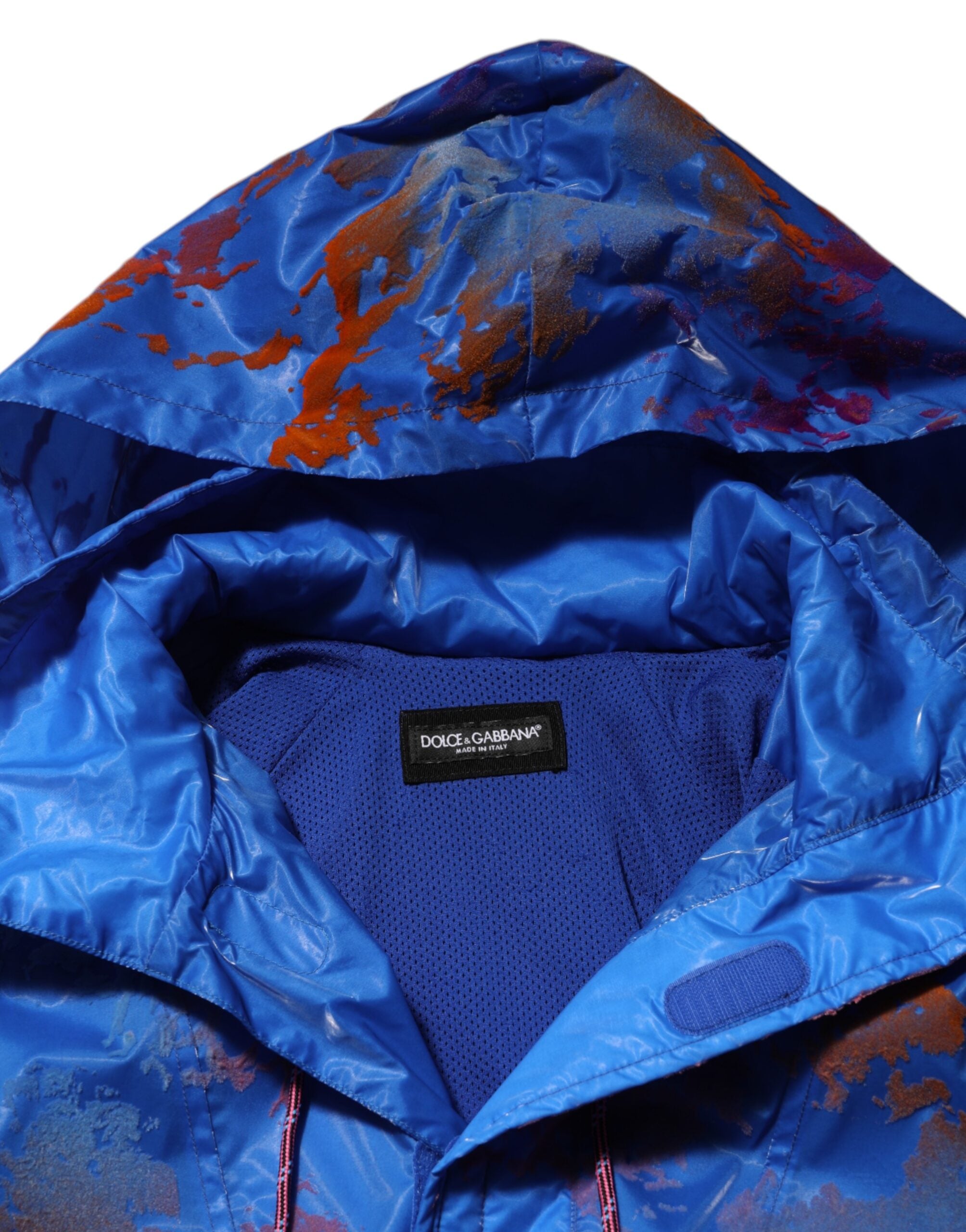 Dolce & Gabbana Blaue Tie Dye Logo Sweatshirt Jacke mit Kapuze