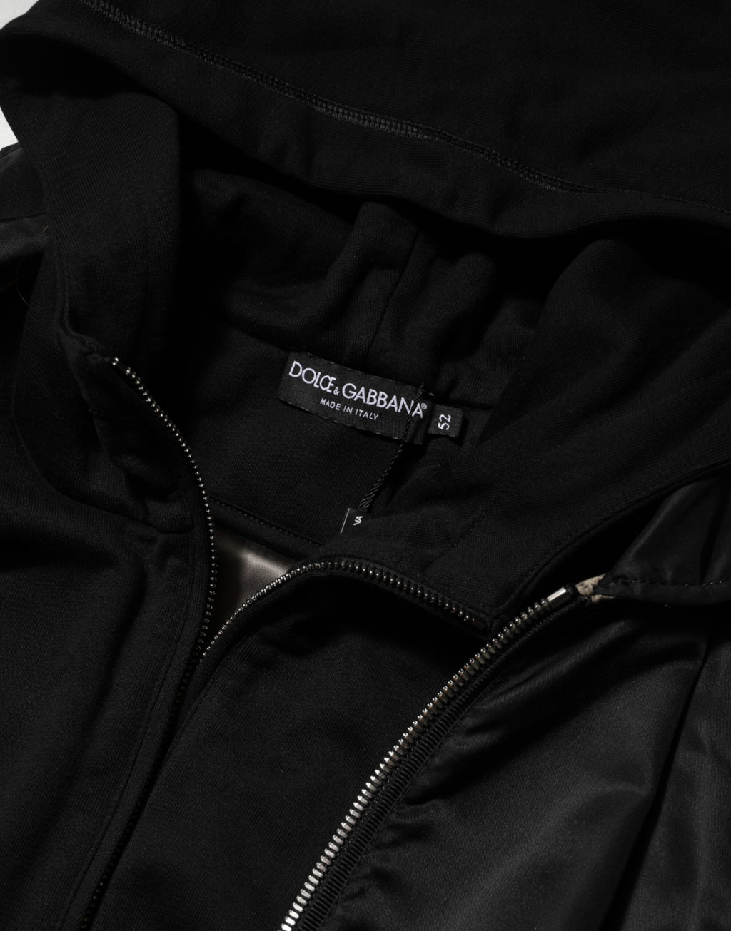 Dolce & Gabbana Schwarze Bomberjacke aus Baumwolle mit Kapuze und Reißverschluss