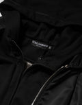 Dolce & Gabbana Schwarze Bomberjacke aus Baumwolle mit Kapuze und Reißverschluss