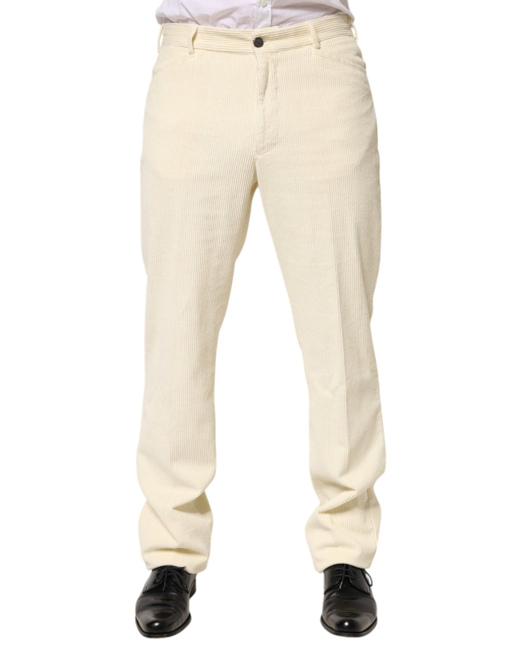 Burberry Beige Corduroy Cotton Straight Men's Trousers Pants