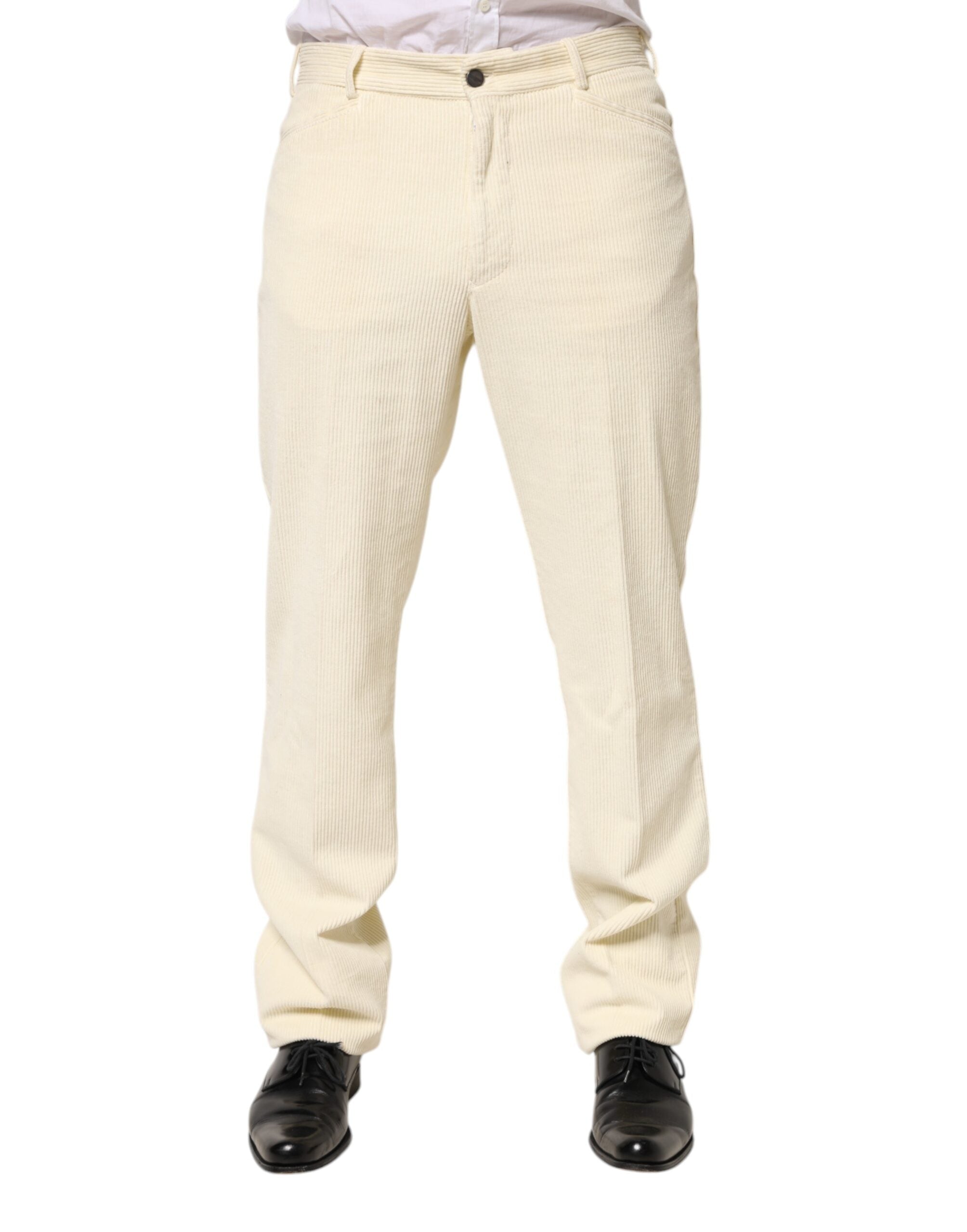 Burberry Beige Corduroy Cotton Straight Men's Trousers Pants