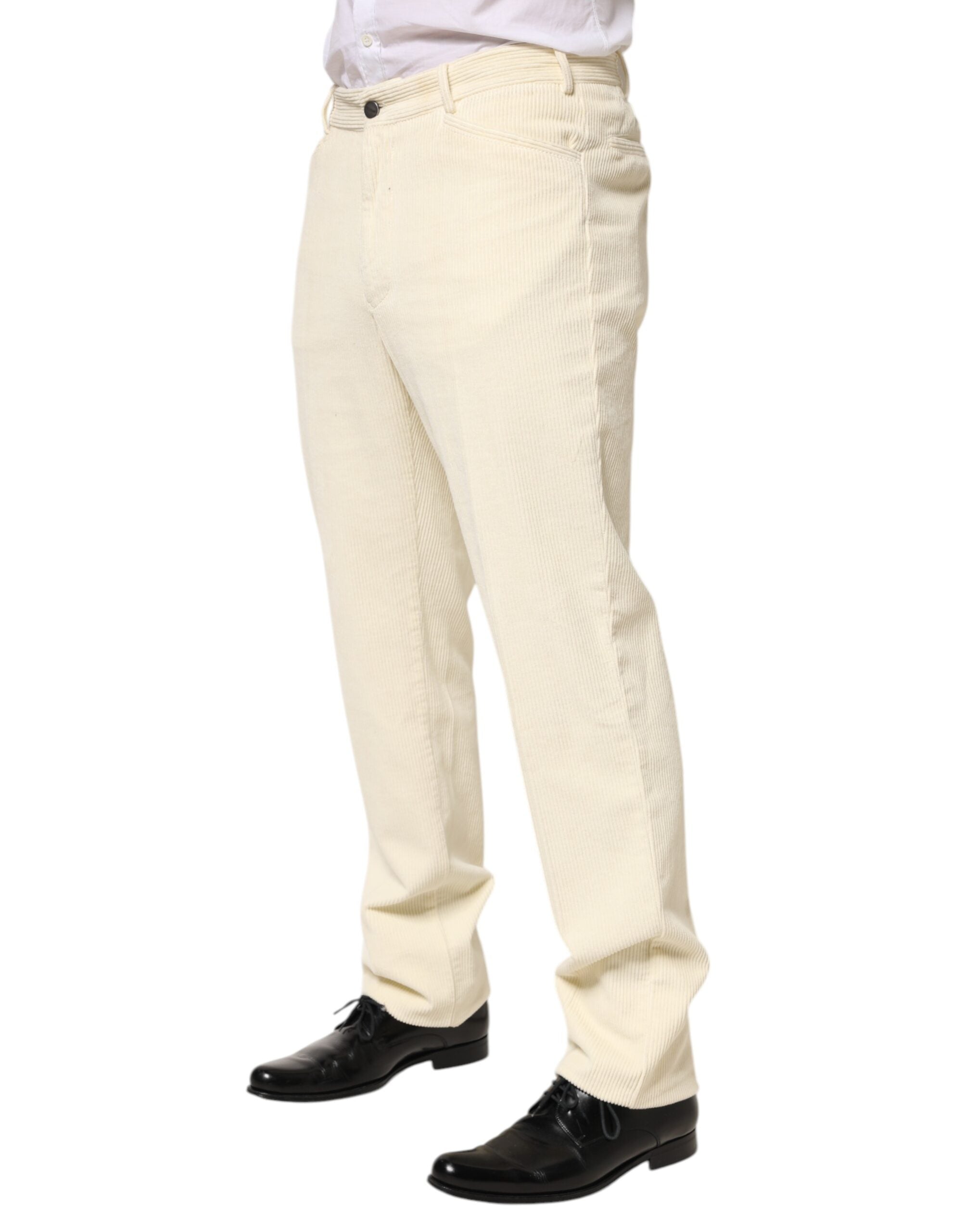 Burberry Beige Corduroy Cotton Straight Men's Trousers Pants