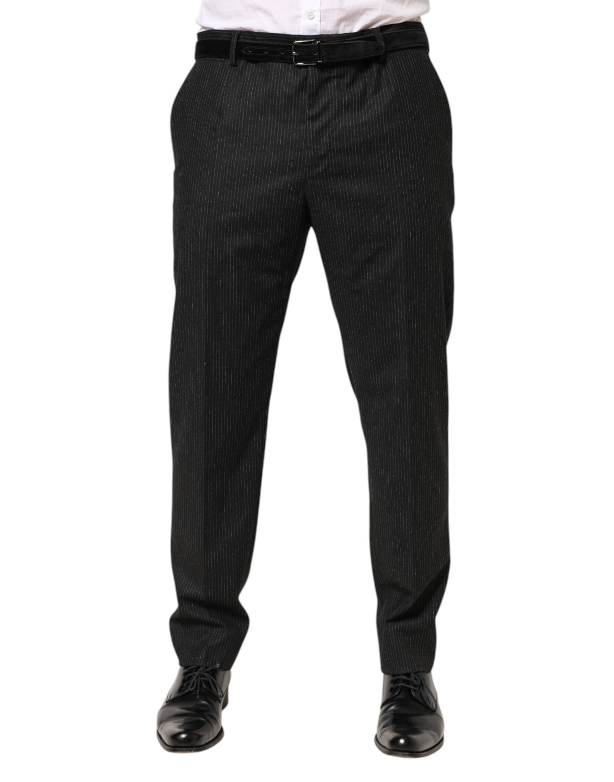 Dolce & Gabbana Black Mid-Rise Cotton Dress Pants