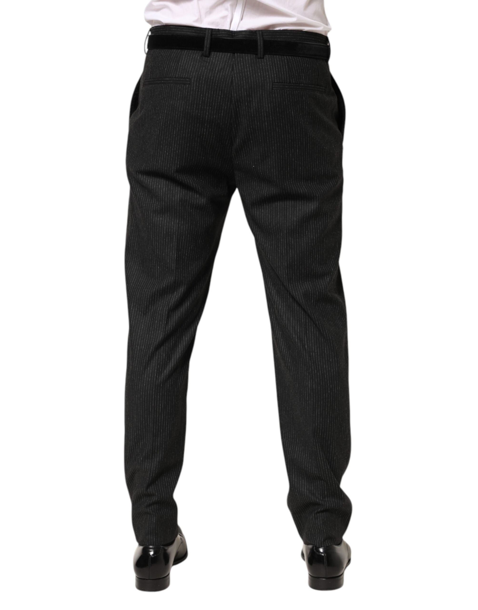 Dolce & Gabbana Black Mid-Rise Cotton Dress Pants