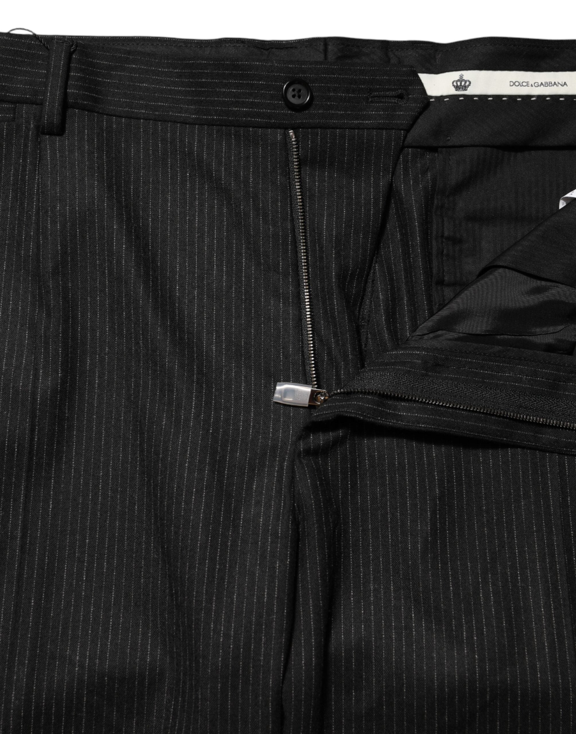Dolce & Gabbana Black Mid-Rise Cotton Dress Pants