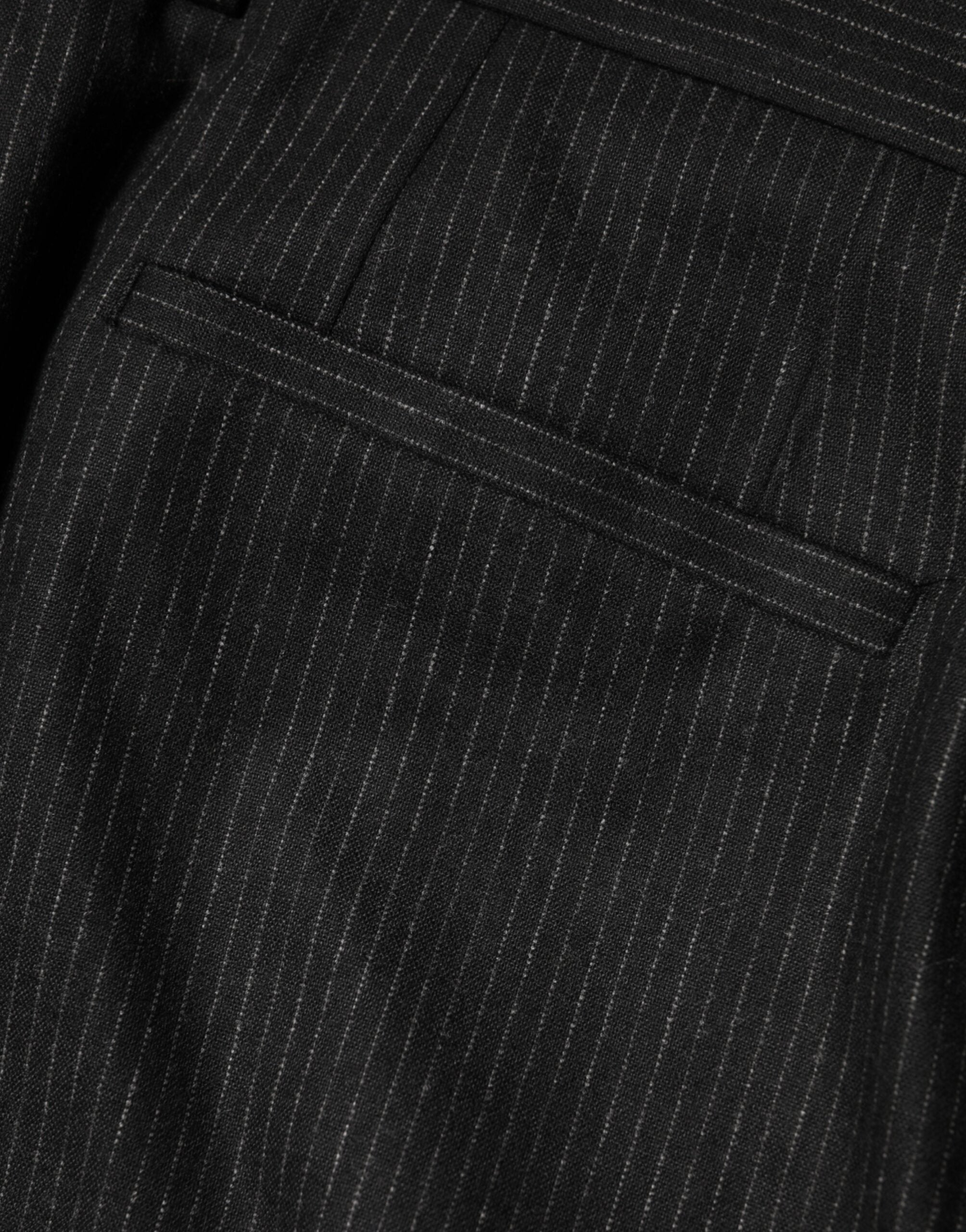 Dolce & Gabbana Black Mid-Rise Cotton Dress Pants