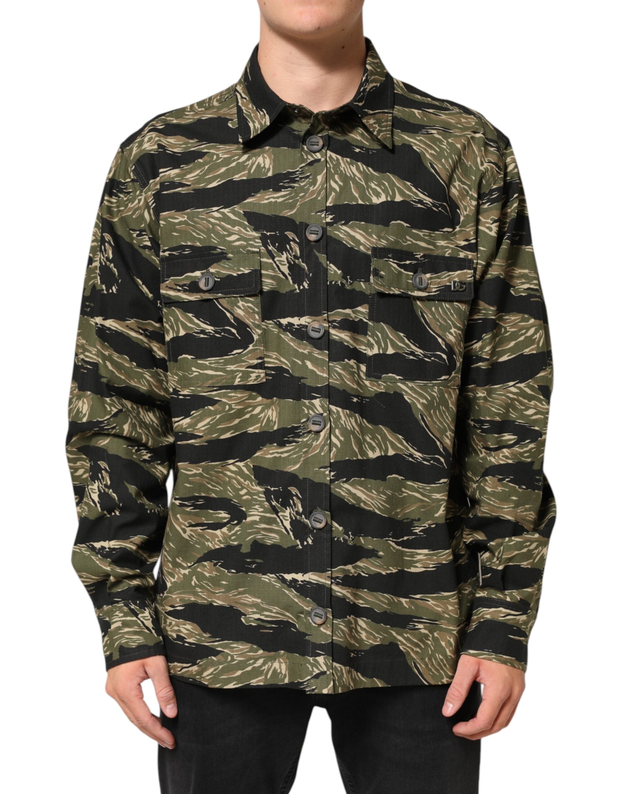 Dolce & Gabbana Multicolor Camouflage Freizeithemd aus Baumwolle