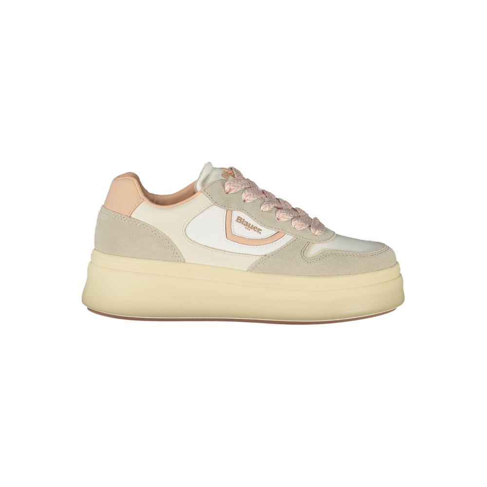 Blauer Sneaker aus weißem Polyester
