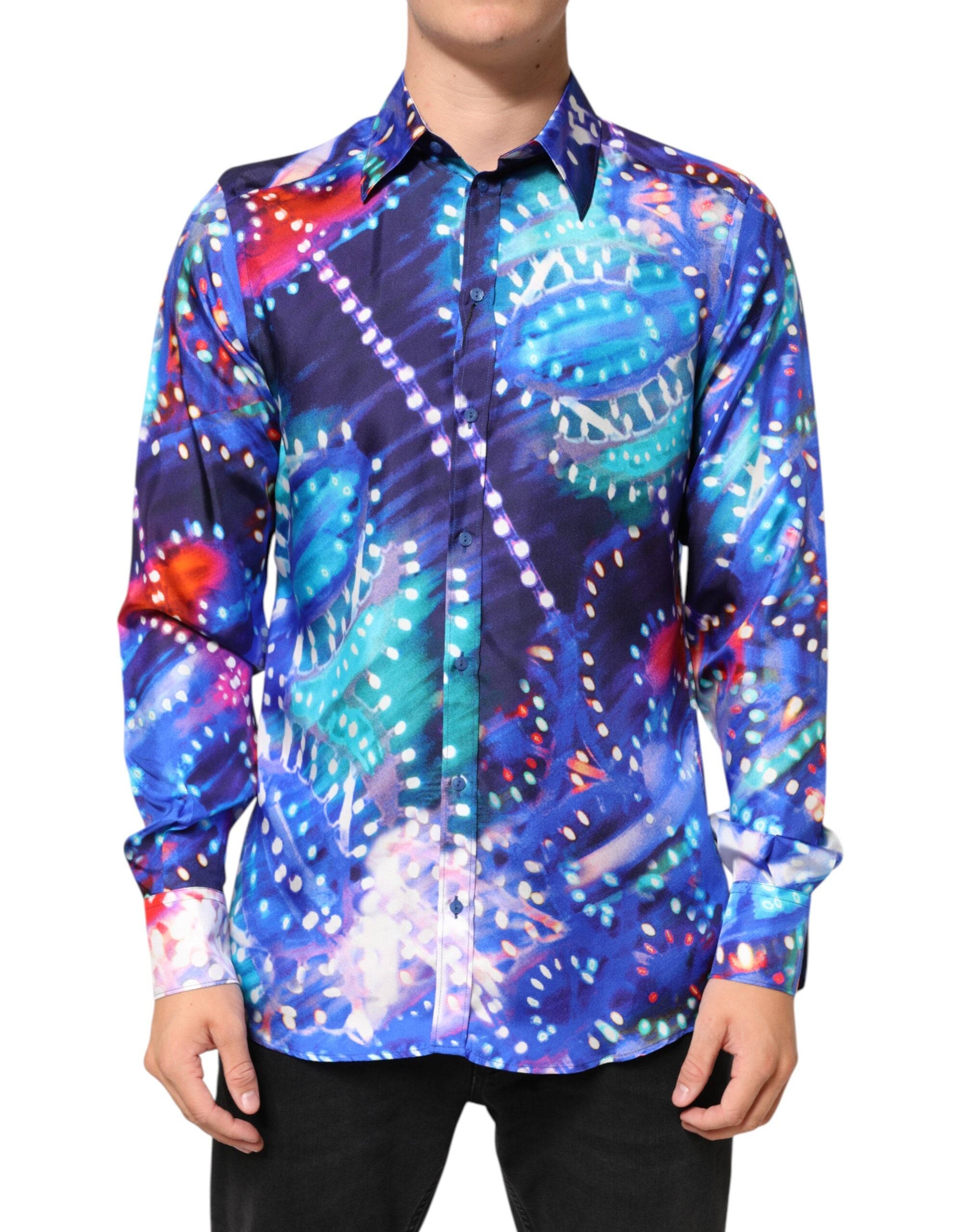 Dolce & Gabbana Multicolor Luminarie MARTINI Slim Fit Men's Shirt