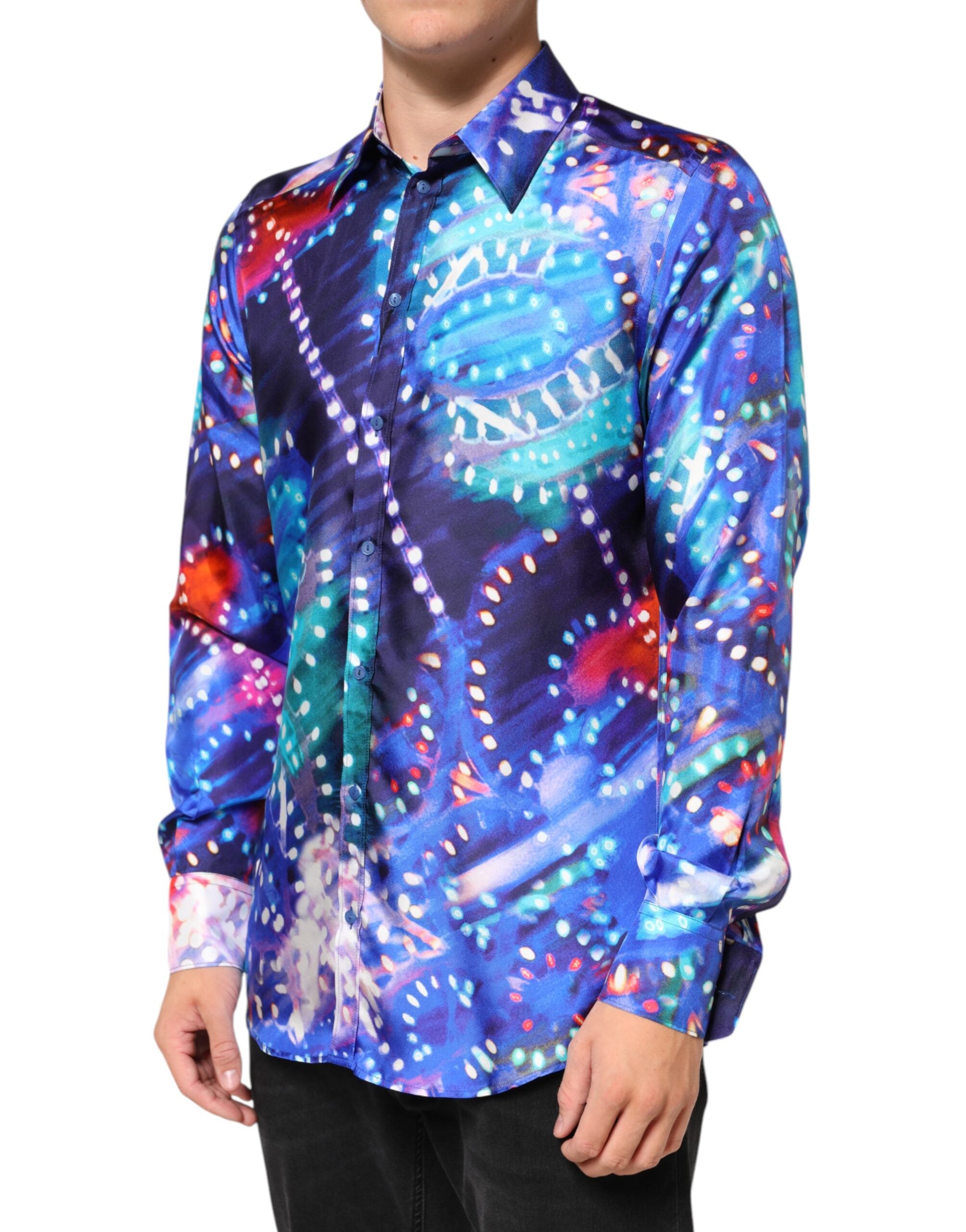 Dolce & Gabbana Multicolor Luminarie MARTINI Slim Fit Men's Shirt