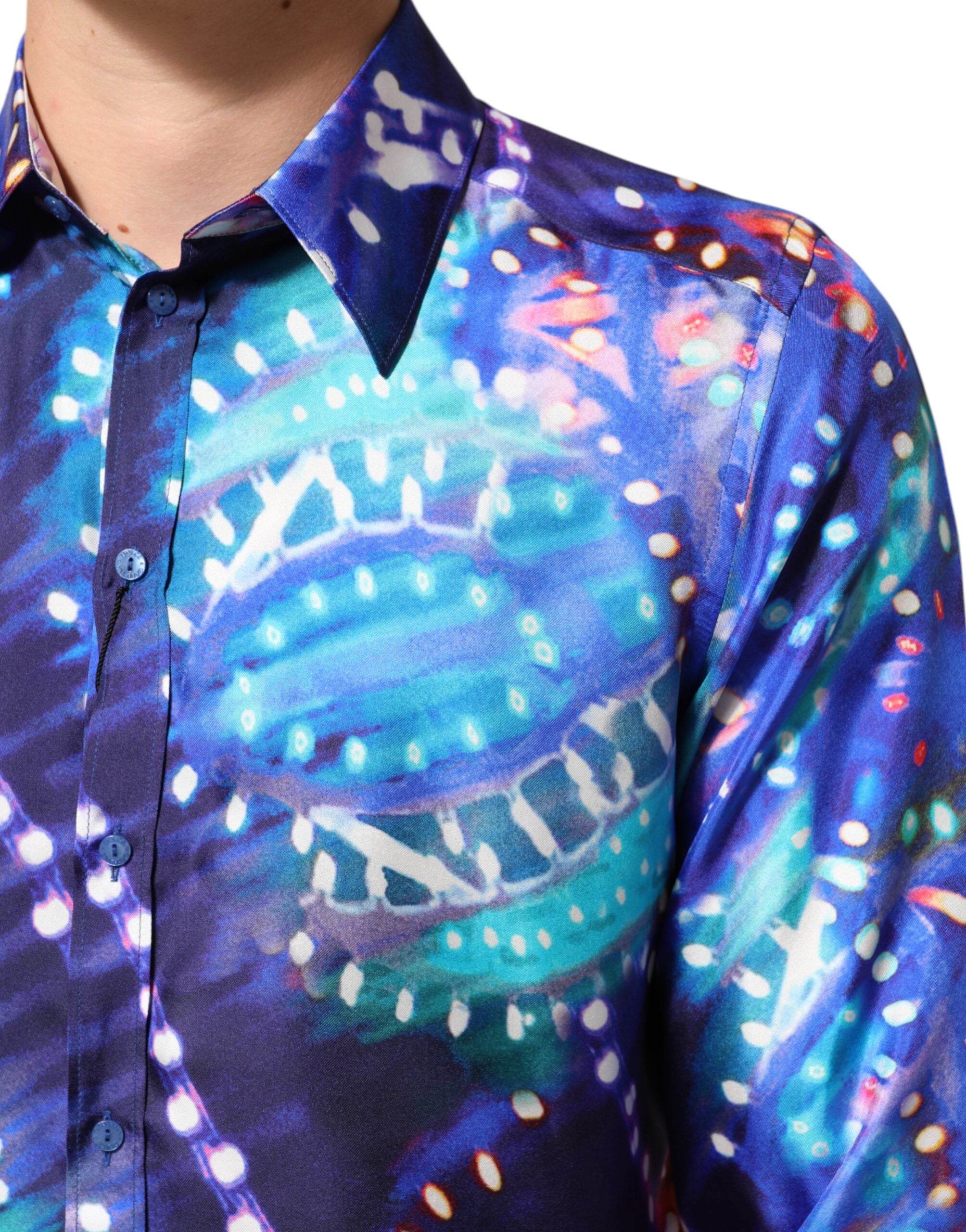 Dolce & Gabbana Multicolor Luminarie MARTINI Slim Fit Men's Shirt