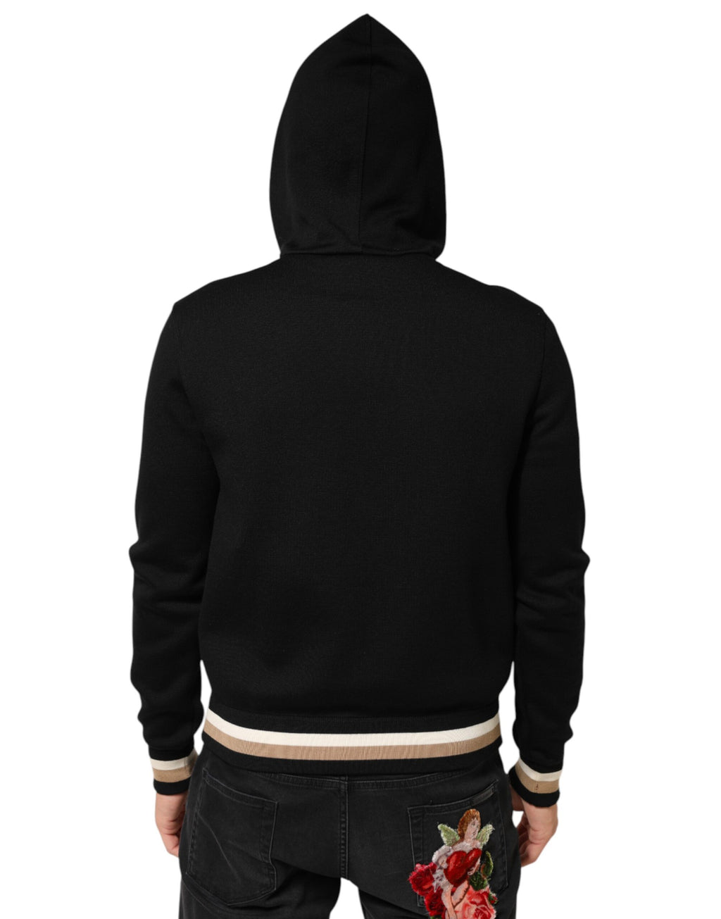 Dolce & Gabbana Schwarzes Leoparden-Logo-Sweatshirt mit Kapuze Pullover