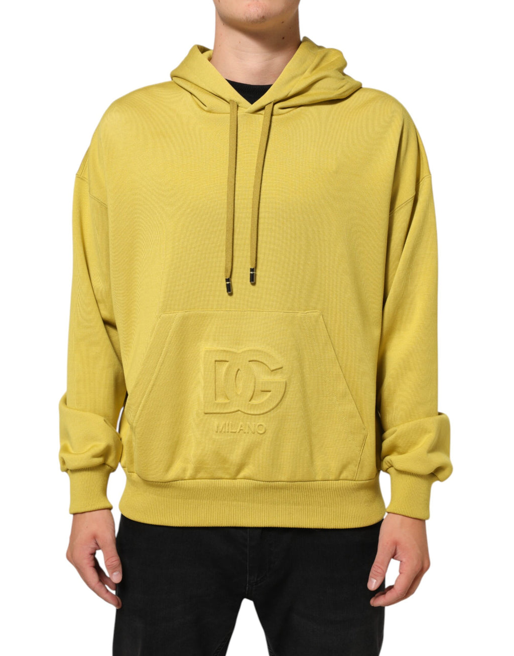 Dolce & Gabbana Yellow Cotton Logo Hoodie Pullover