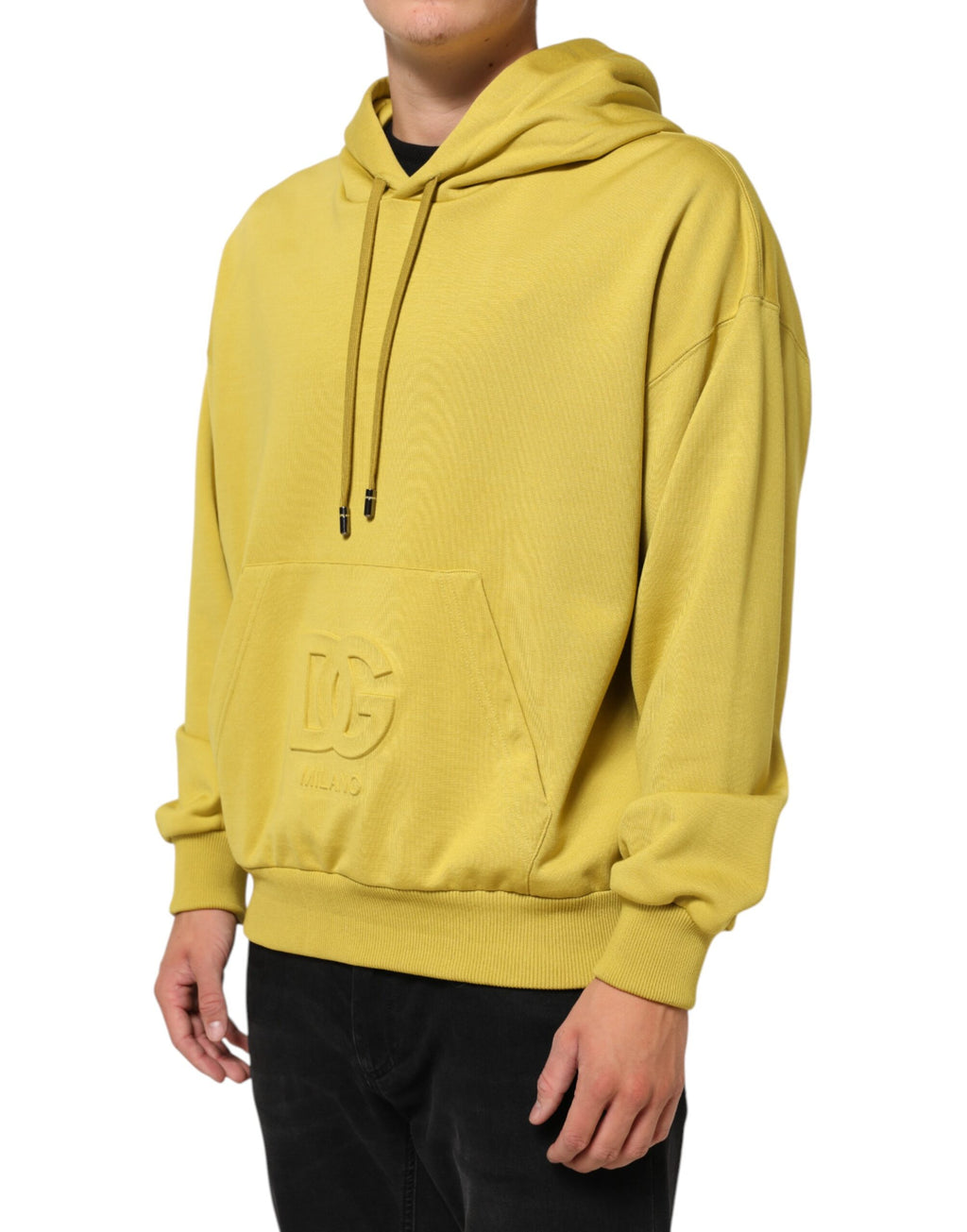 Dolce & Gabbana Yellow Cotton Logo Hoodie Pullover
