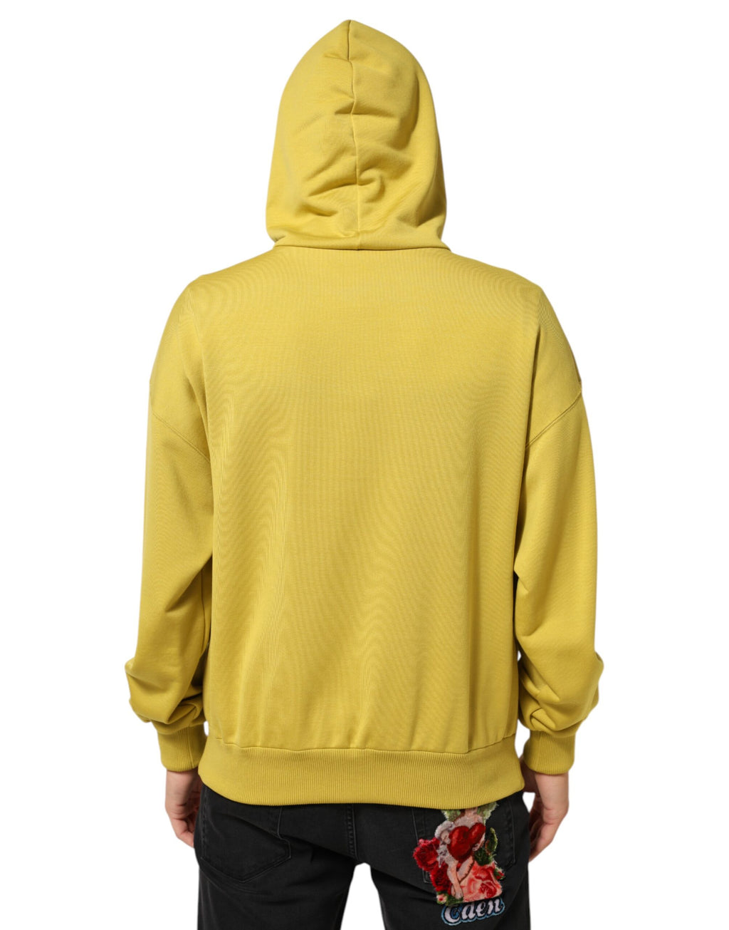 Dolce & Gabbana Yellow Cotton Logo Hoodie Pullover