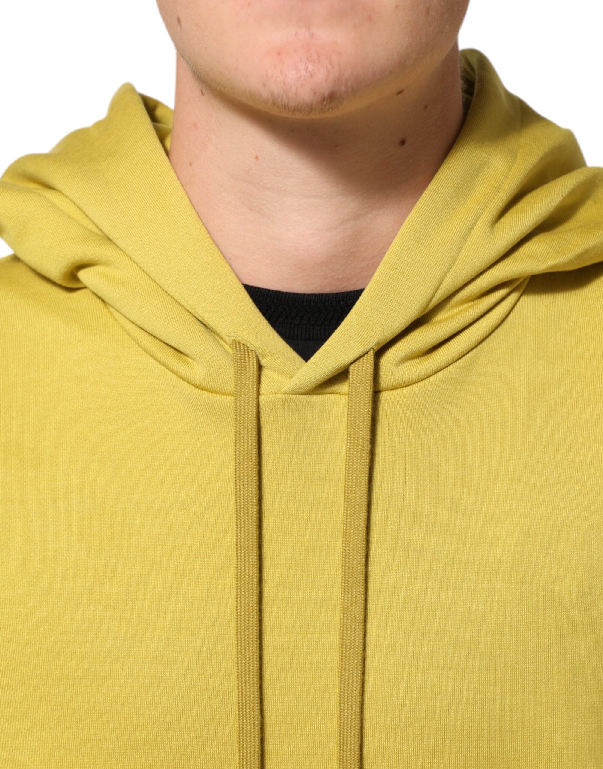 Dolce & Gabbana Yellow Cotton Logo Hoodie Pullover