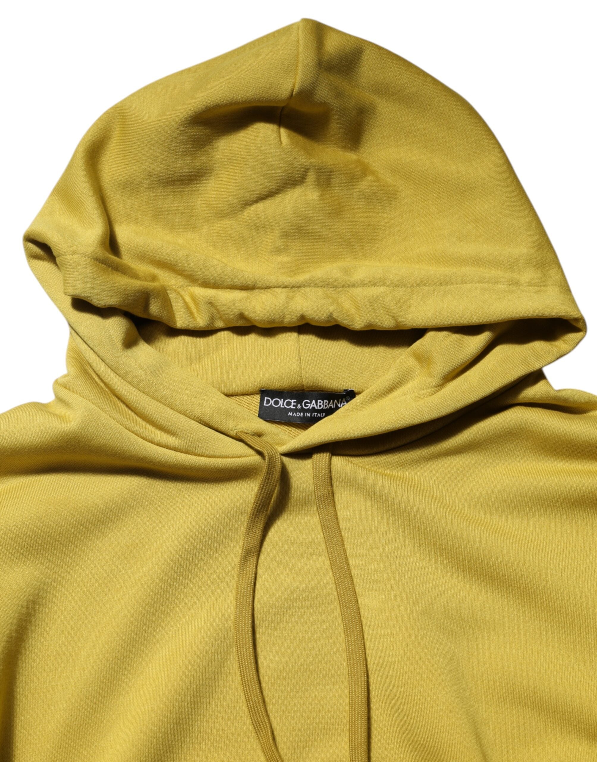 Dolce & Gabbana Yellow Cotton Logo Hoodie Pullover