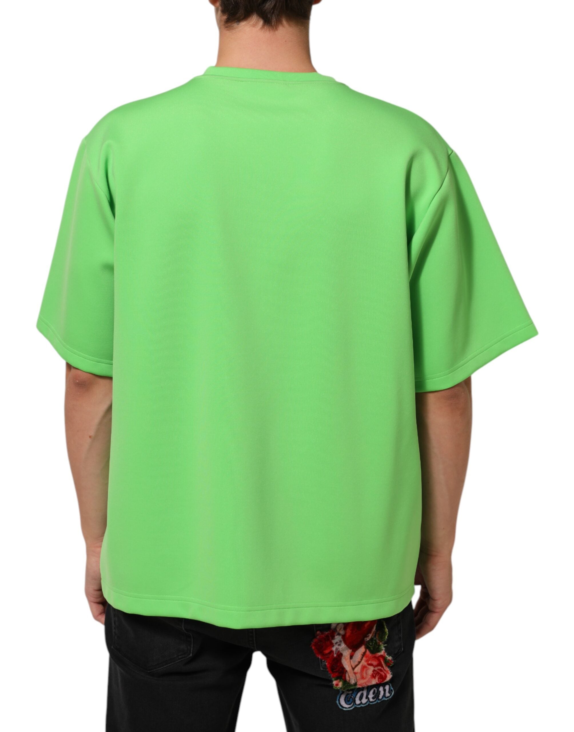 Dolce & Gabbana Grünes Logo Rundhalsausschnitt Kurzarm-T-Shirt