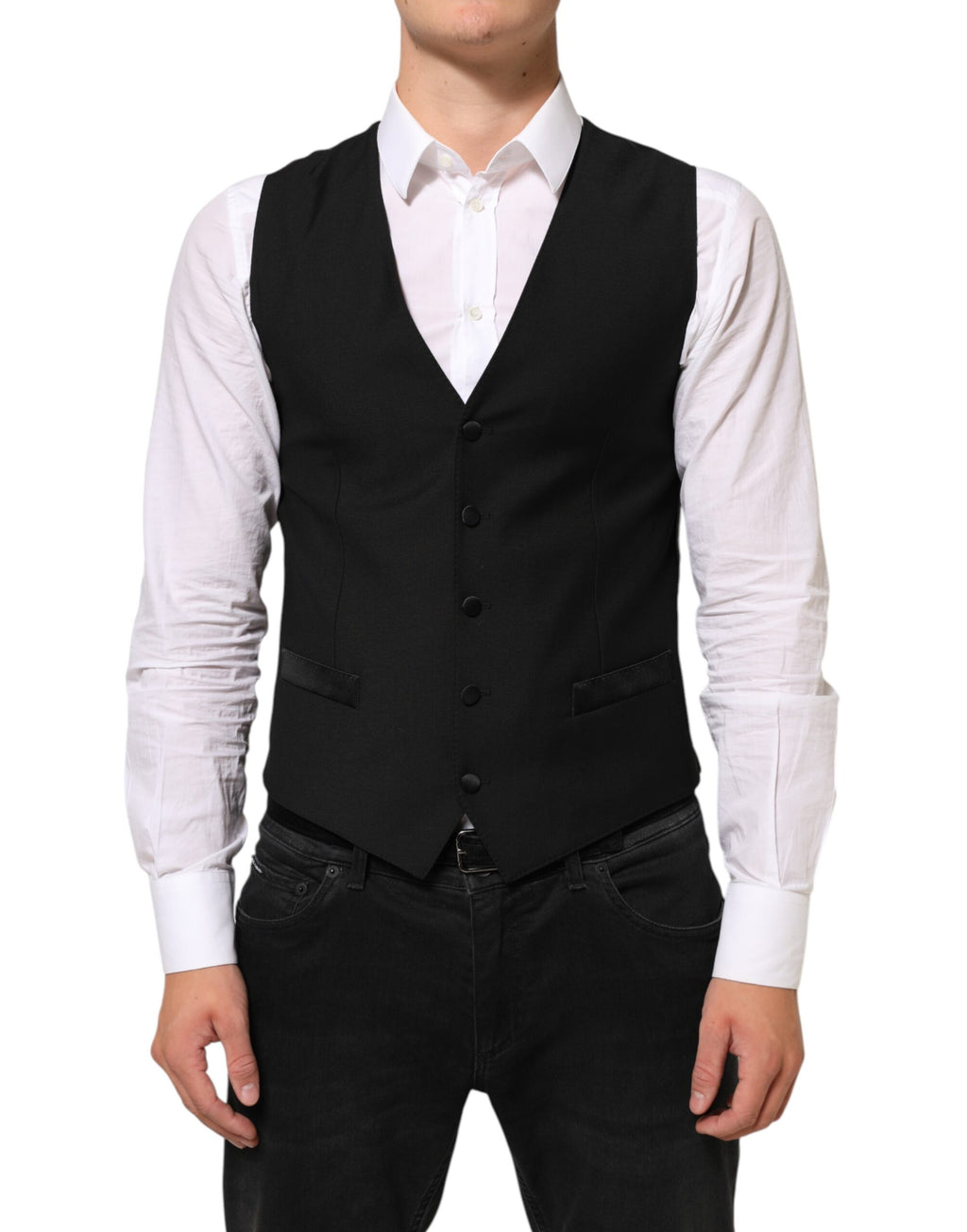 Dolce & Gabbana Black Wool Formal Men's Vest Waistcoat