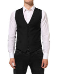 Dolce & Gabbana Black Wool Formal Men's Vest Waistcoat
