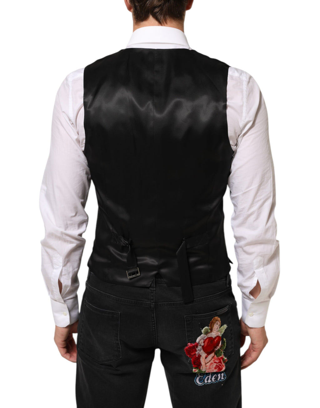 Dolce & Gabbana Black Wool Formal Men's Vest Waistcoat