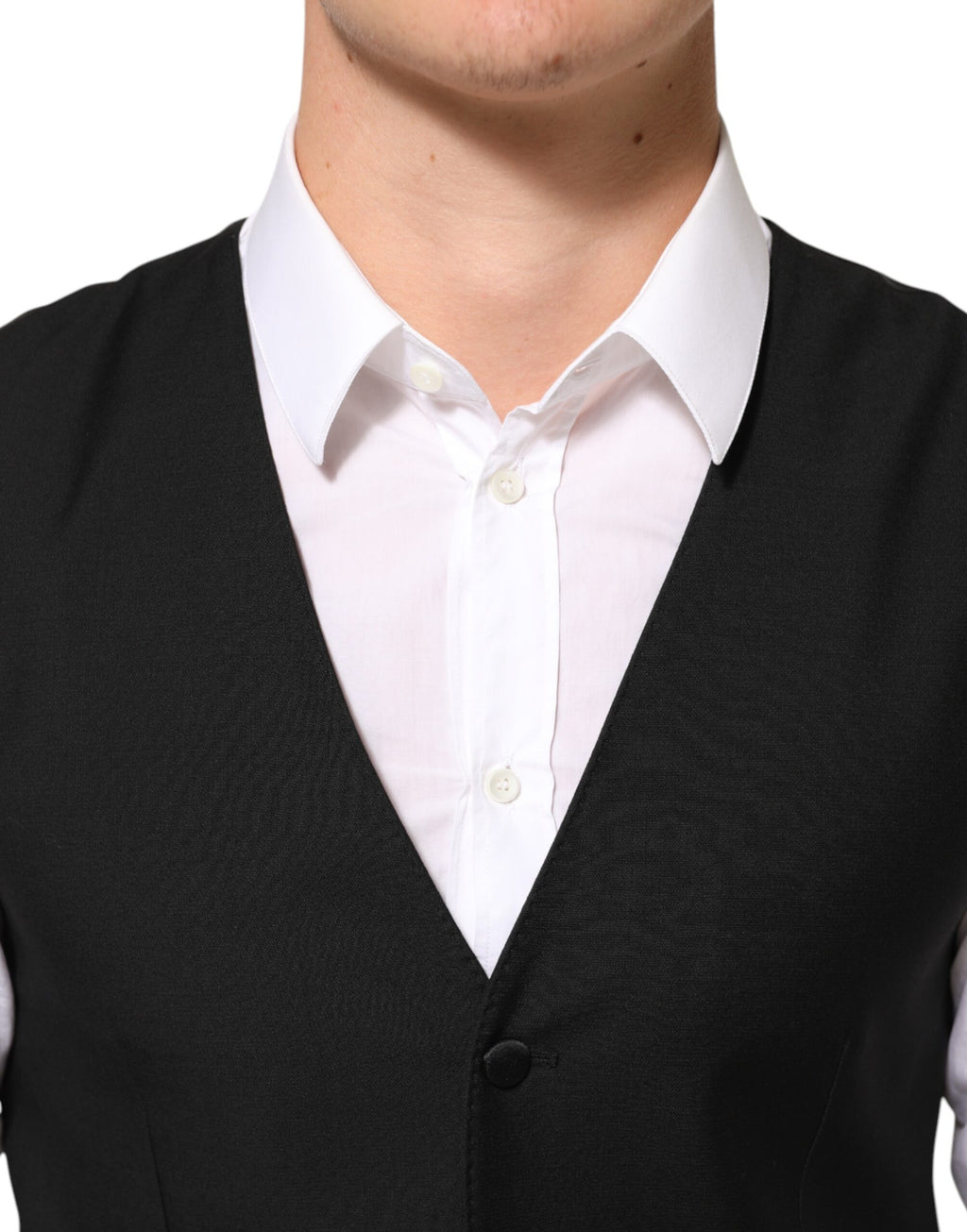 Dolce & Gabbana Black Wool Formal Men's Vest Waistcoat