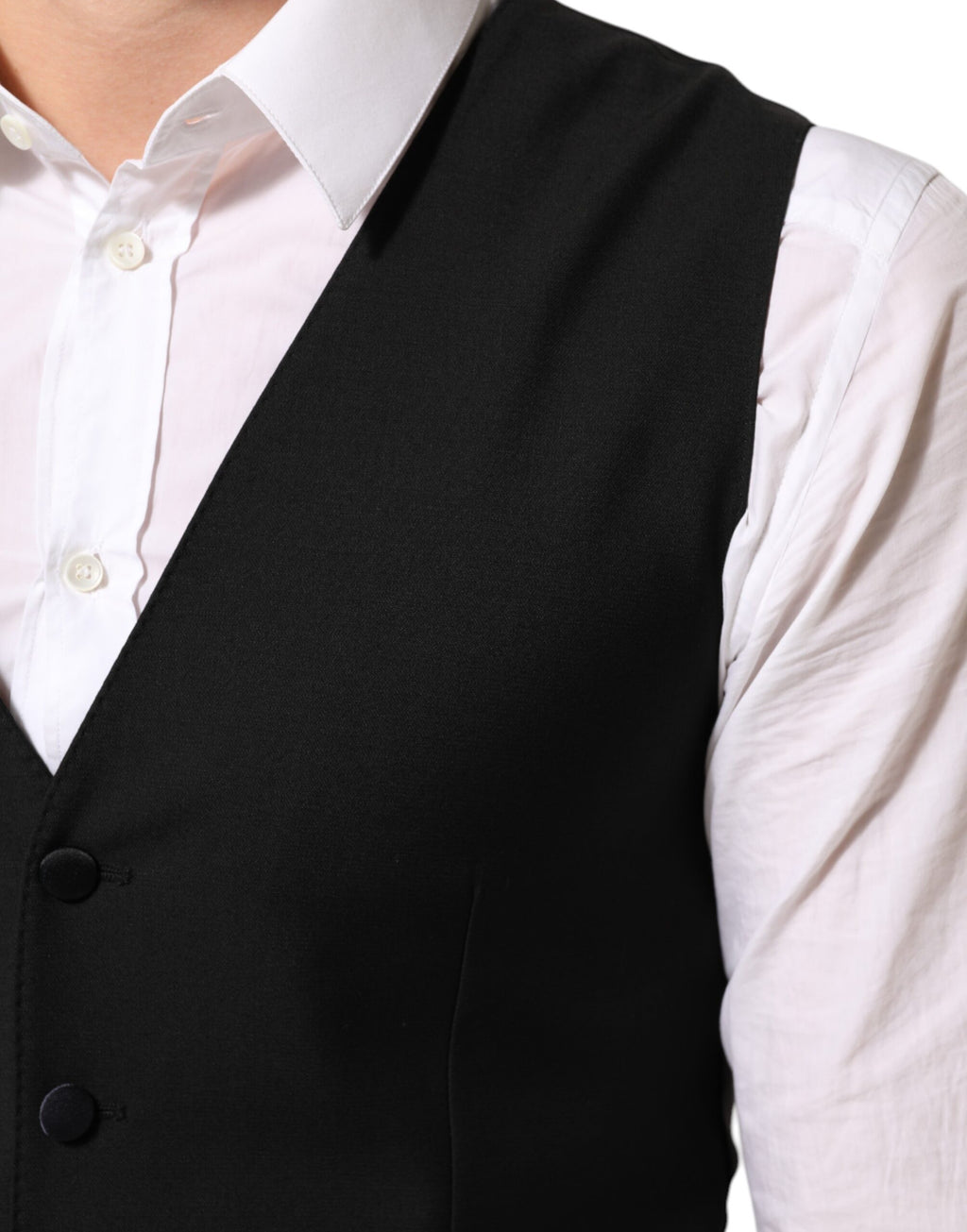 Dolce & Gabbana Black Wool Formal Men's Vest Waistcoat