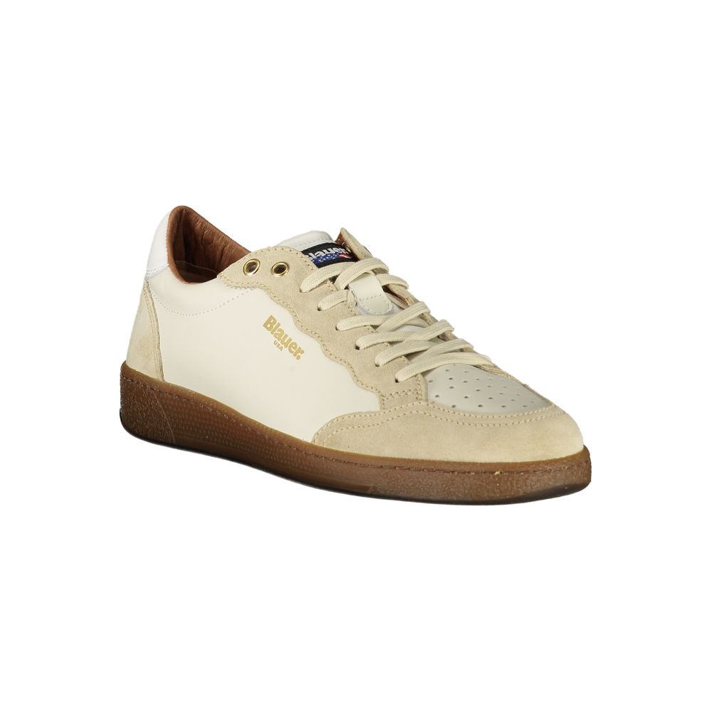 Blauer Weiße Leder-Sneaker für Herren