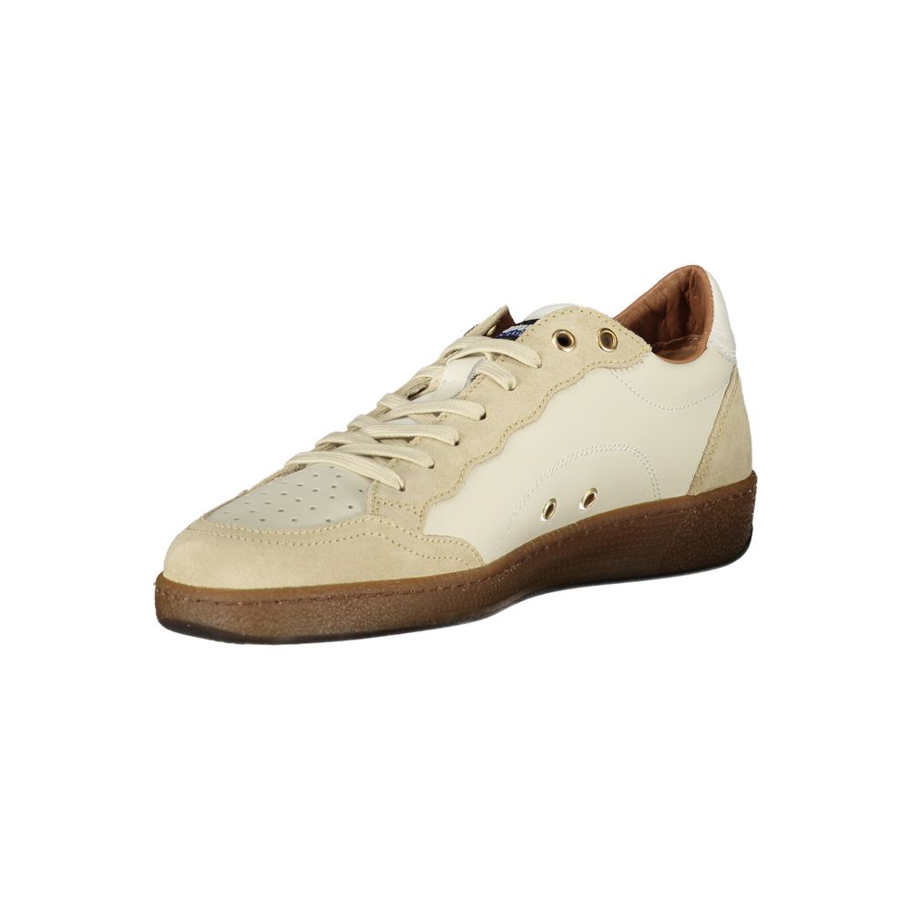 Blauer Weiße Leder-Sneaker für Herren