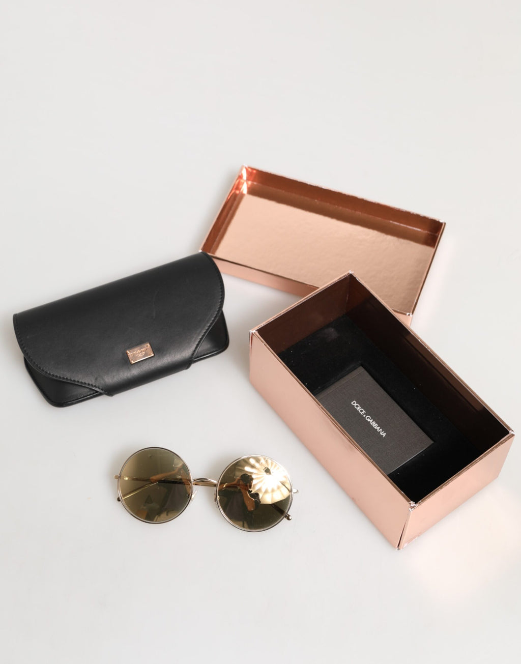 Dolce & Gabbana Round Style Gold Metal Sunglasses