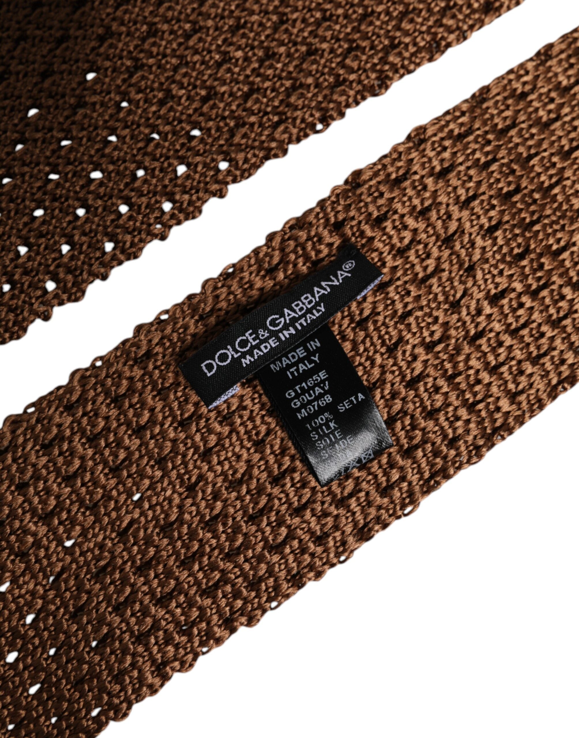 Dolce & Gabbana Braune 100% Seidenkrawatte mit verstellbarer Länge für Herren