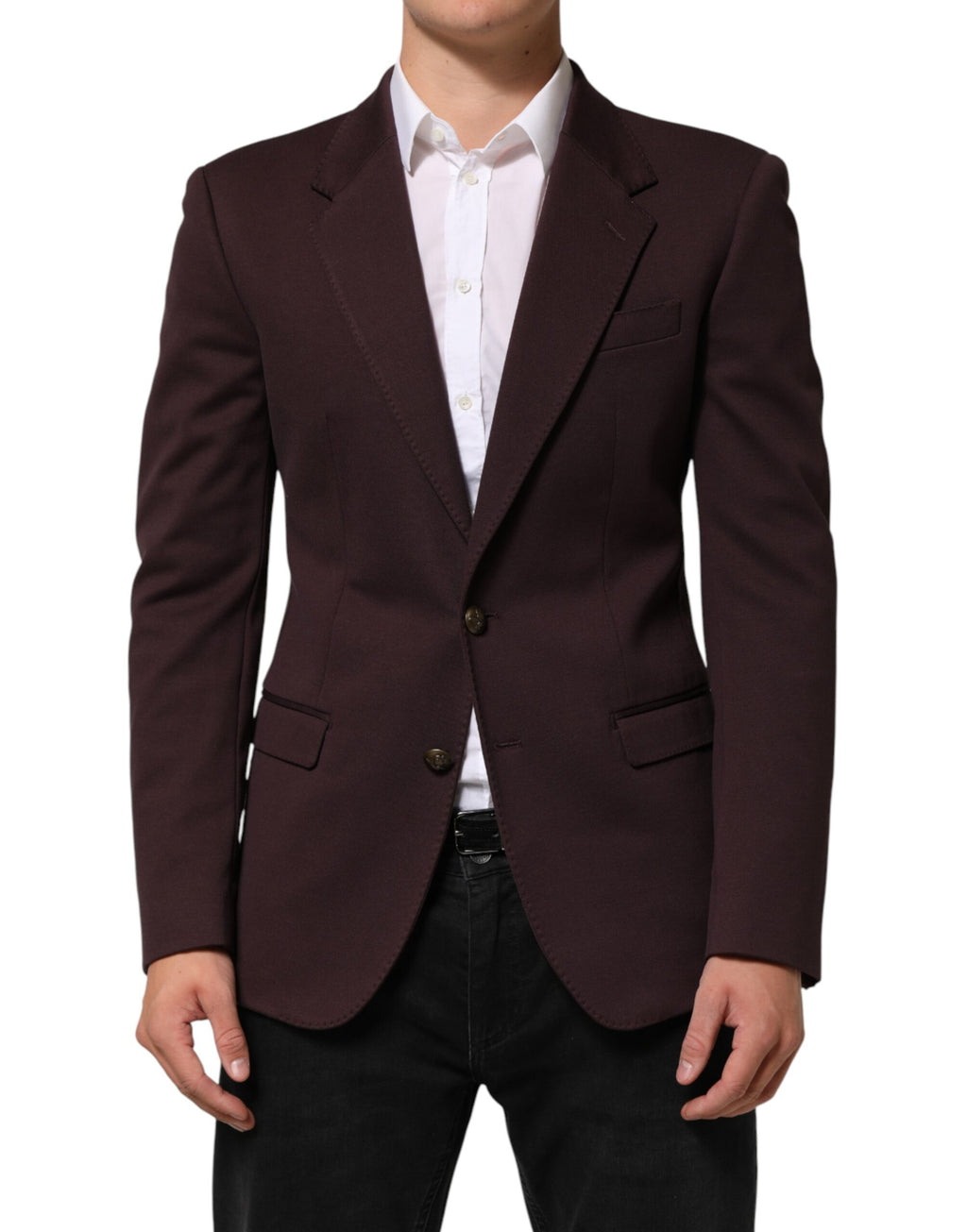 Dolce & Gabbana Maroon Two-Button Cotton Blazer
