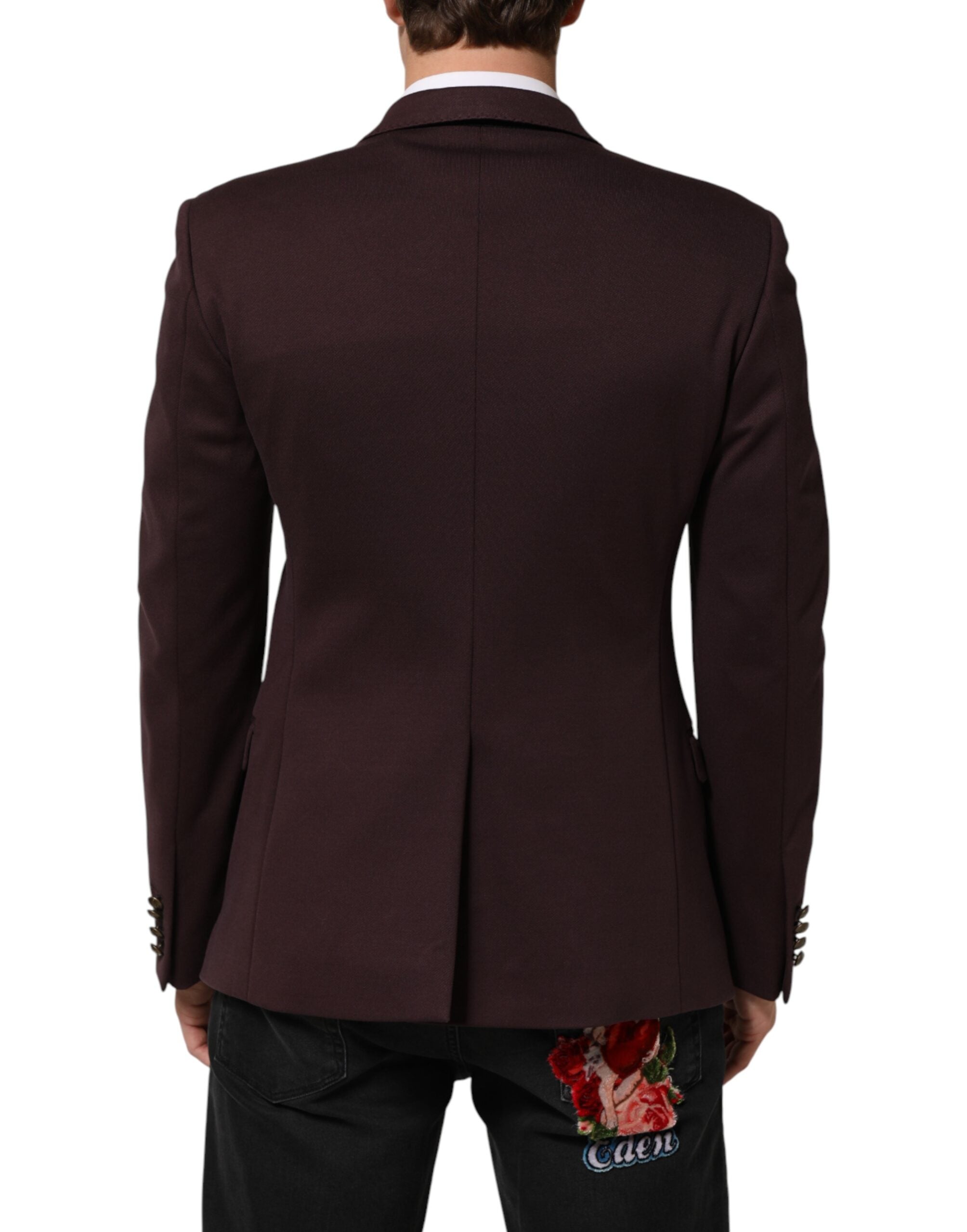 Dolce & Gabbana Maroon Two-Button Cotton Blazer