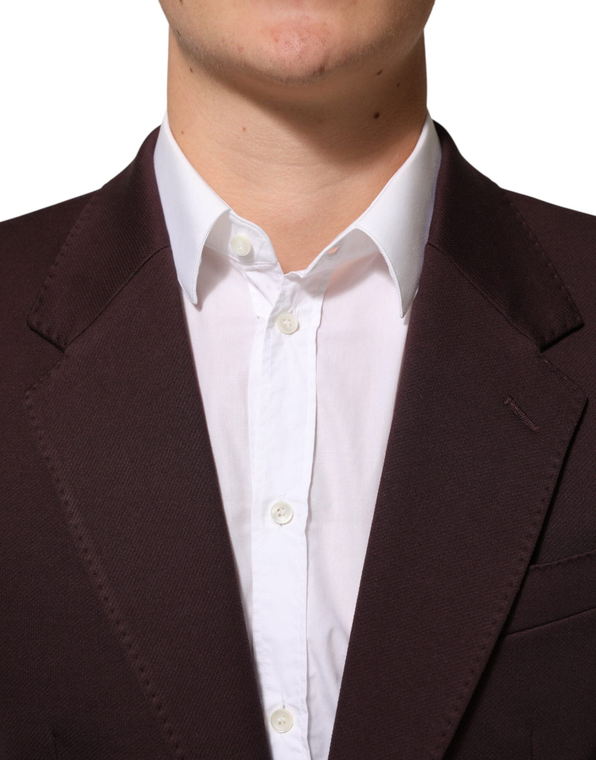 Dolce & Gabbana Maroon Two-Button Cotton Blazer