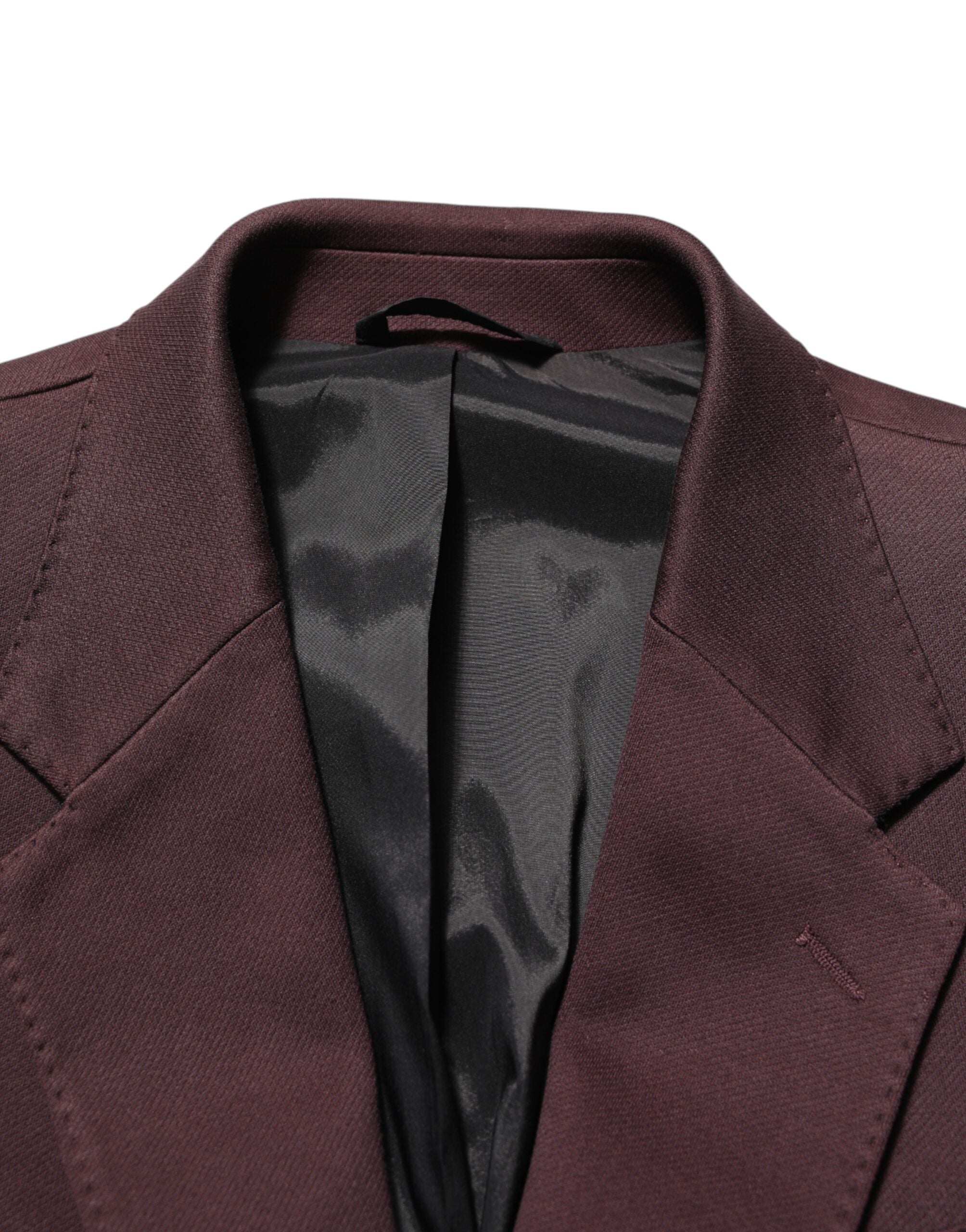 Dolce & Gabbana Maroon Two-Button Cotton Blazer