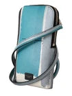 Dolce & Gabbana Blauer Leder-Crossbody-Halsriemen mit Kartenfach und Handyfach