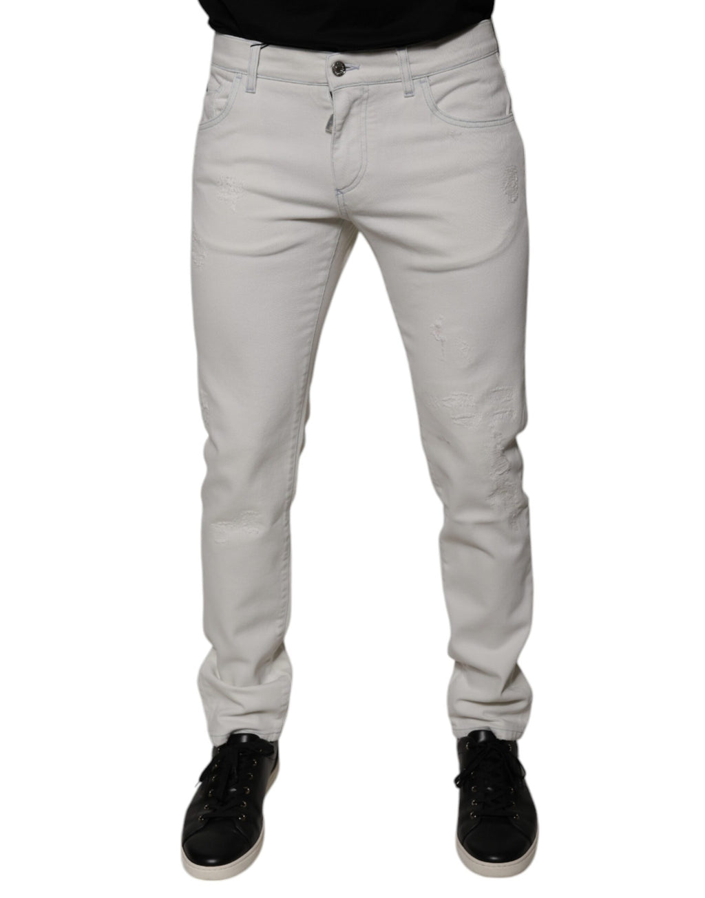 Dolce & Gabbana Men's White Stretch Cotton Skinny Jeans