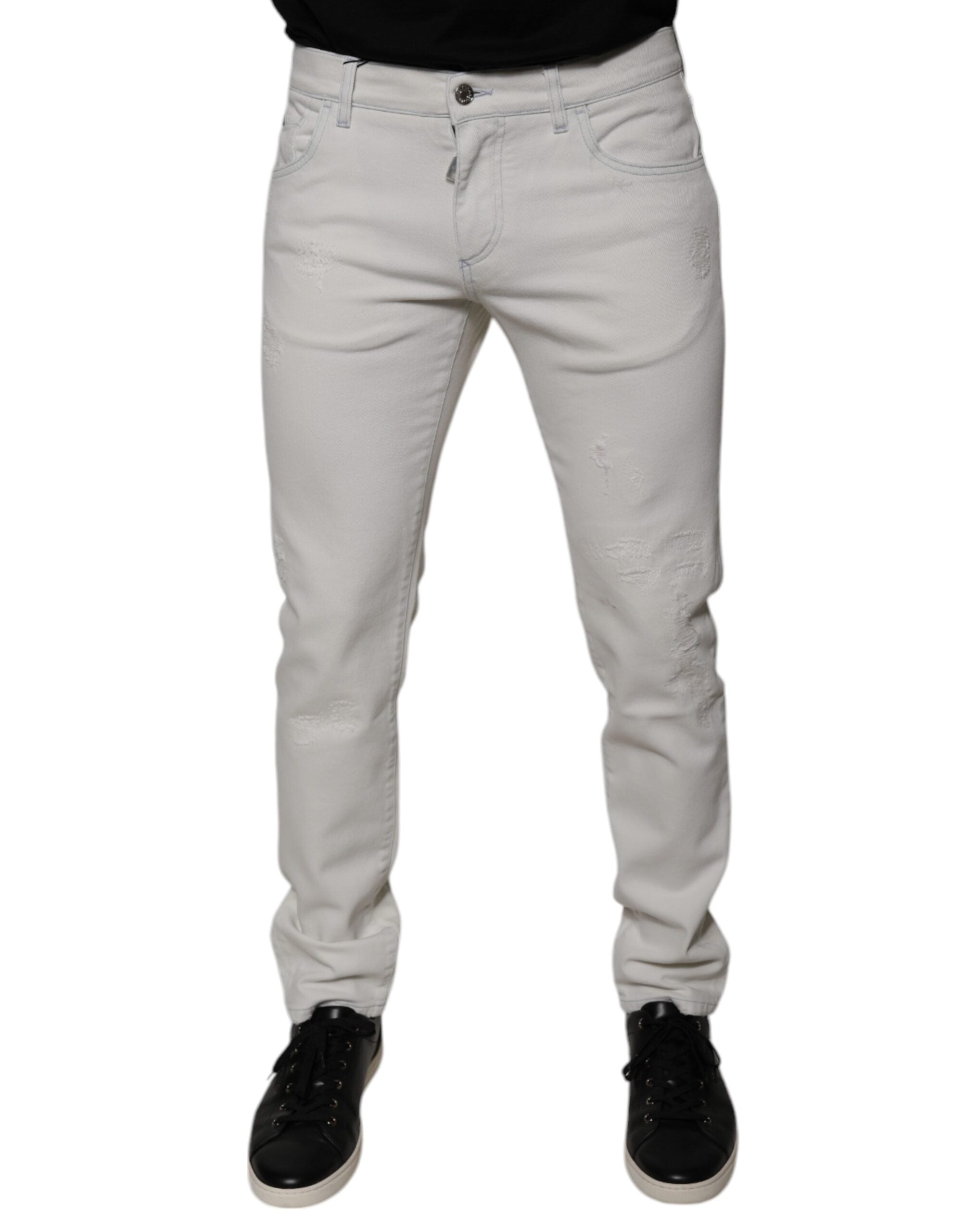 Dolce & Gabbana Men's White Stretch Cotton Skinny Jeans