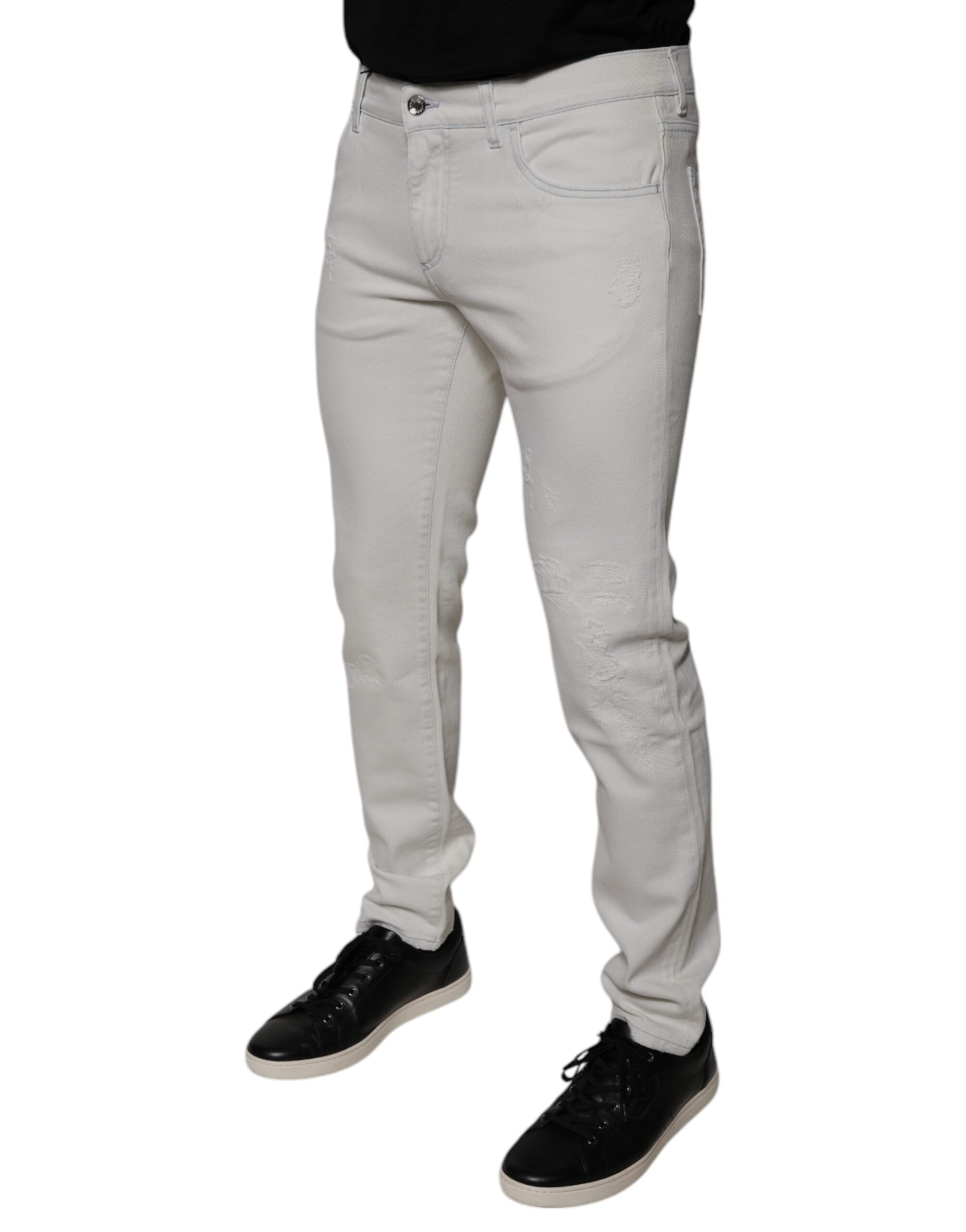 Dolce & Gabbana Men's White Stretch Cotton Skinny Jeans