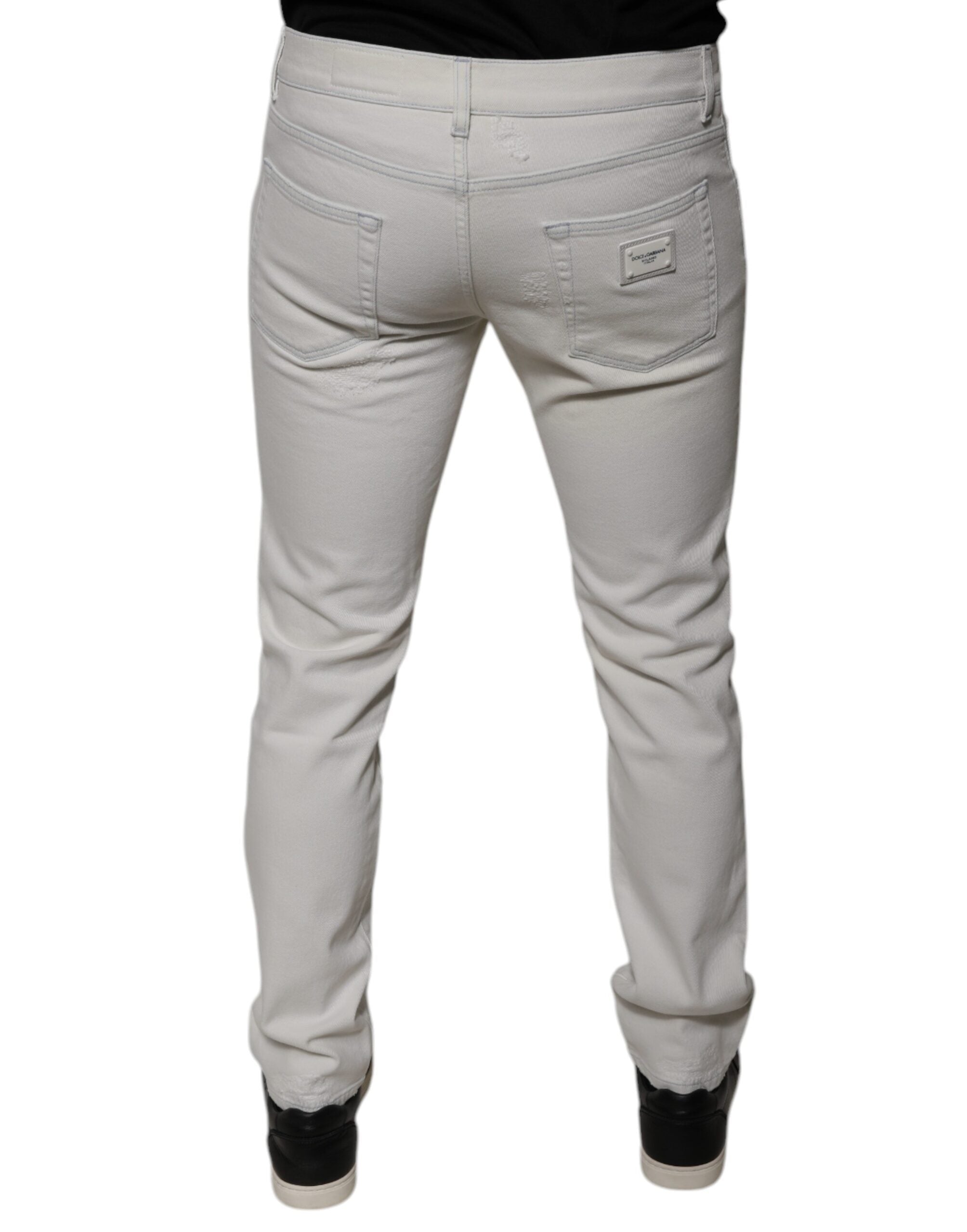 Dolce & Gabbana Men's White Stretch Cotton Skinny Jeans