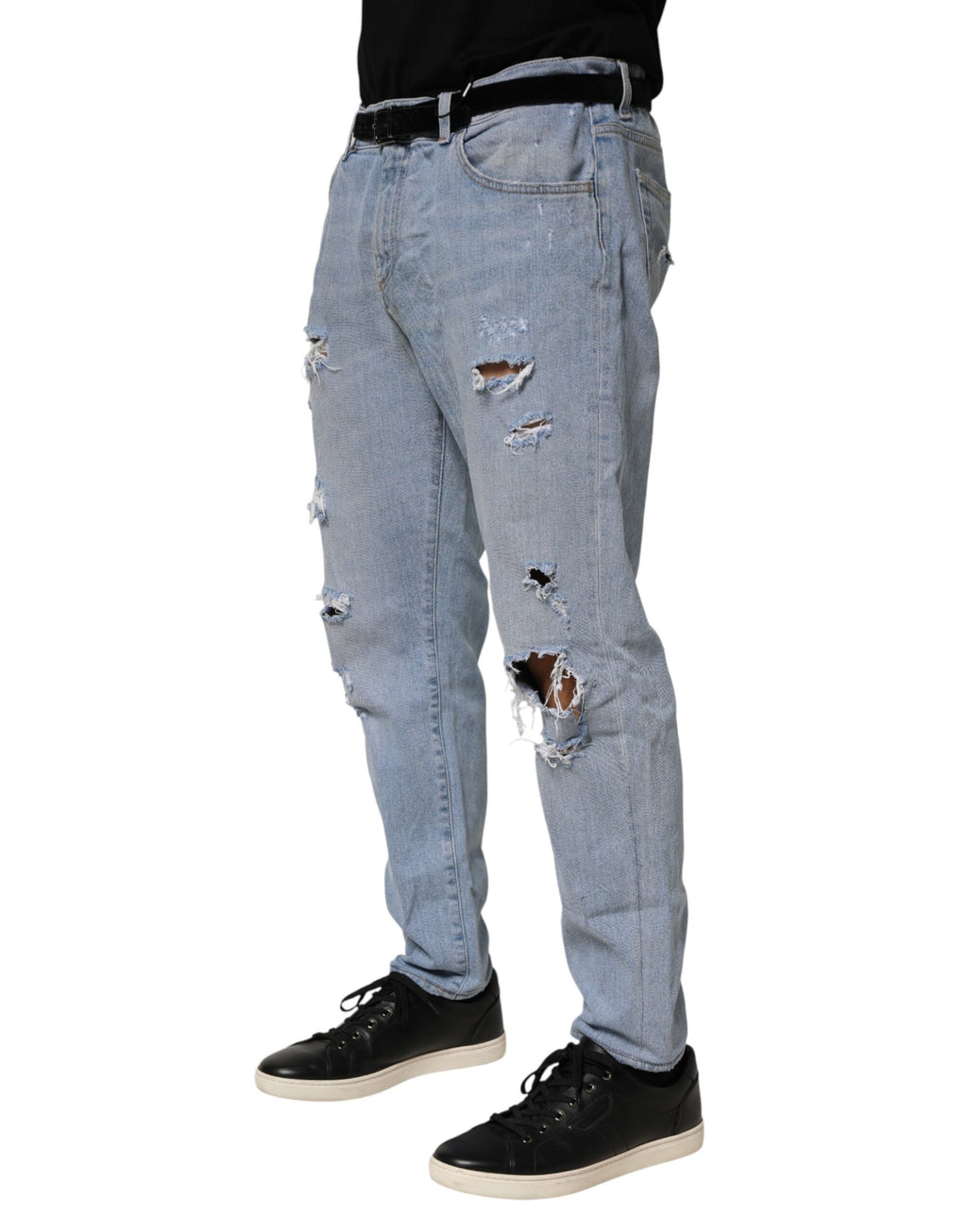 Dolce & Gabbana Blue Used-Look Slim-Fit Cotton Jeans