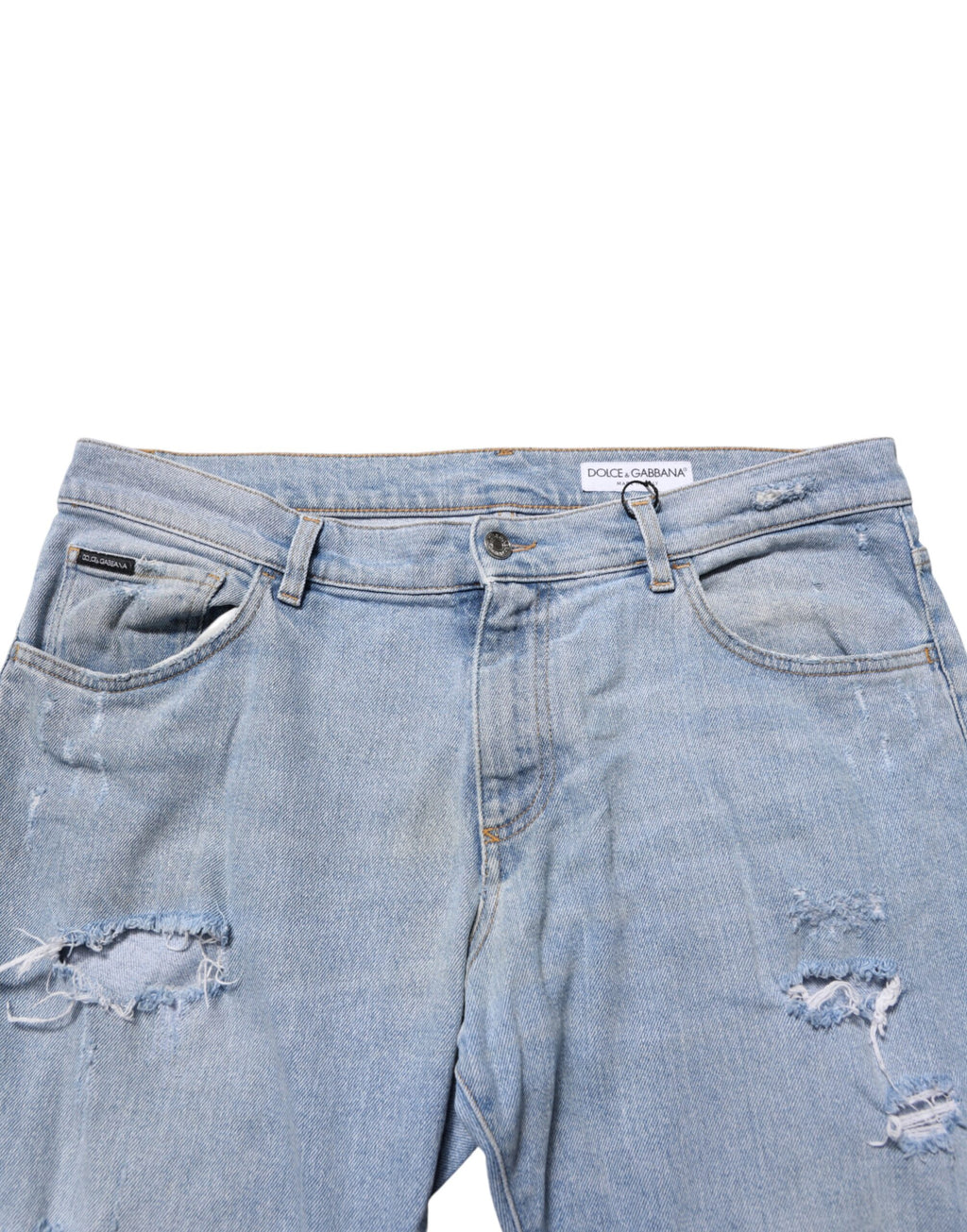 Dolce & Gabbana Blue Used-Look Slim-Fit Cotton Jeans