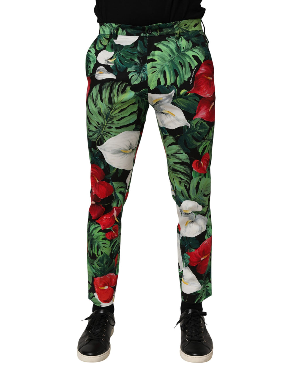 Dolce & Gabbana Colorful Floral Print Tapered Cotton Trousers