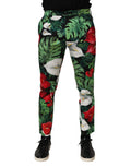 Dolce & Gabbana Colorful Floral Print Tapered Cotton Trousers