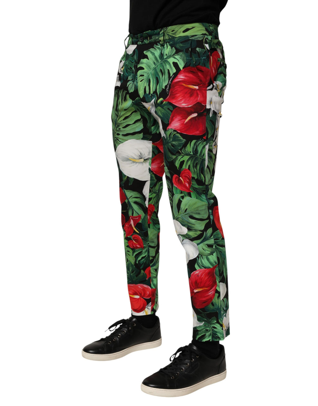 Dolce & Gabbana Colorful Floral Print Tapered Cotton Trousers